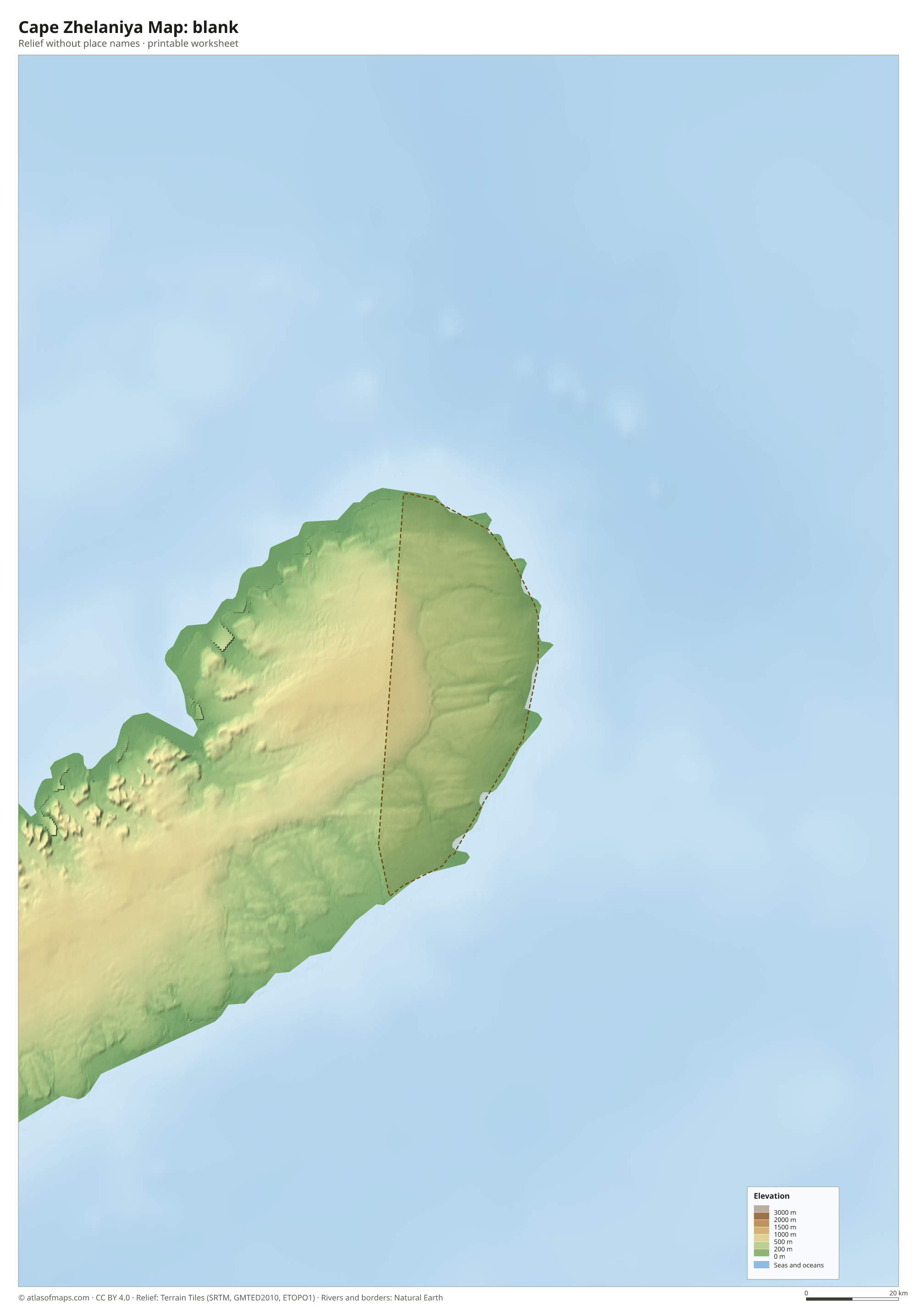 Cape Zhelaniya Map without names