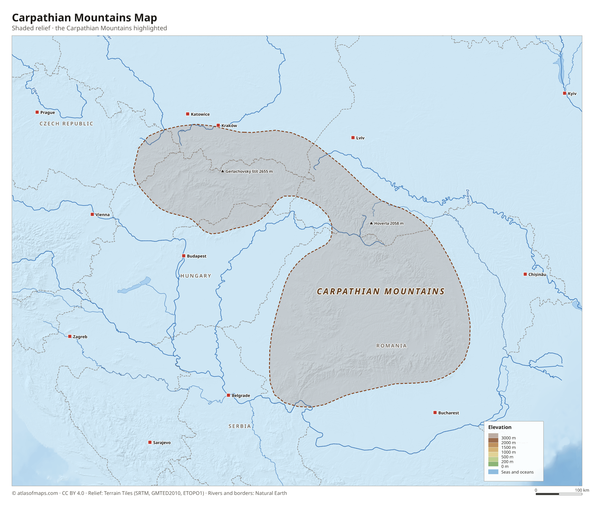 Carpathian Mountains Map