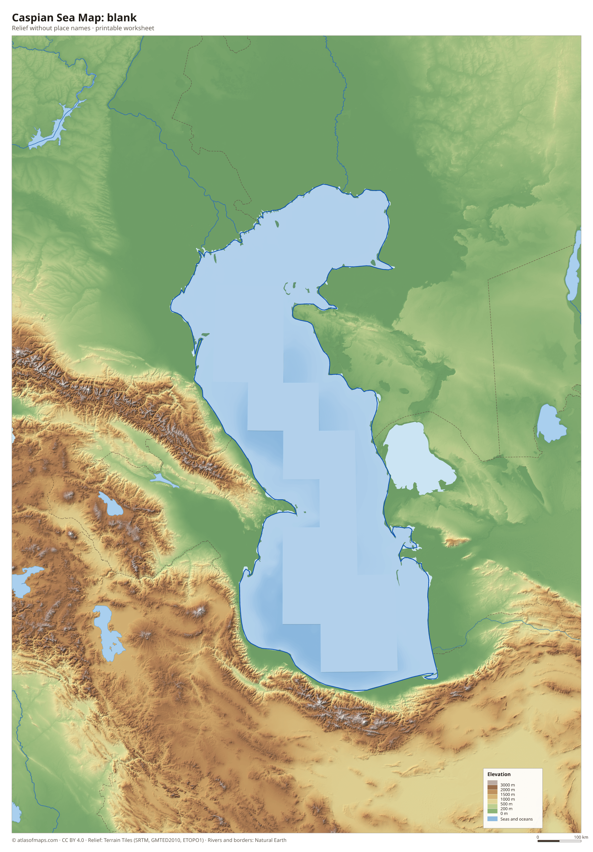 Caspian Sea Map without names