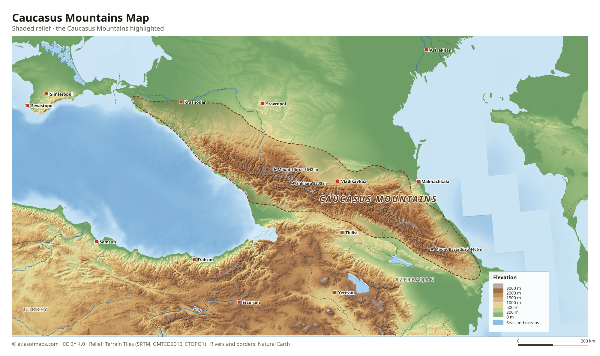 Caucasus Mountains Map