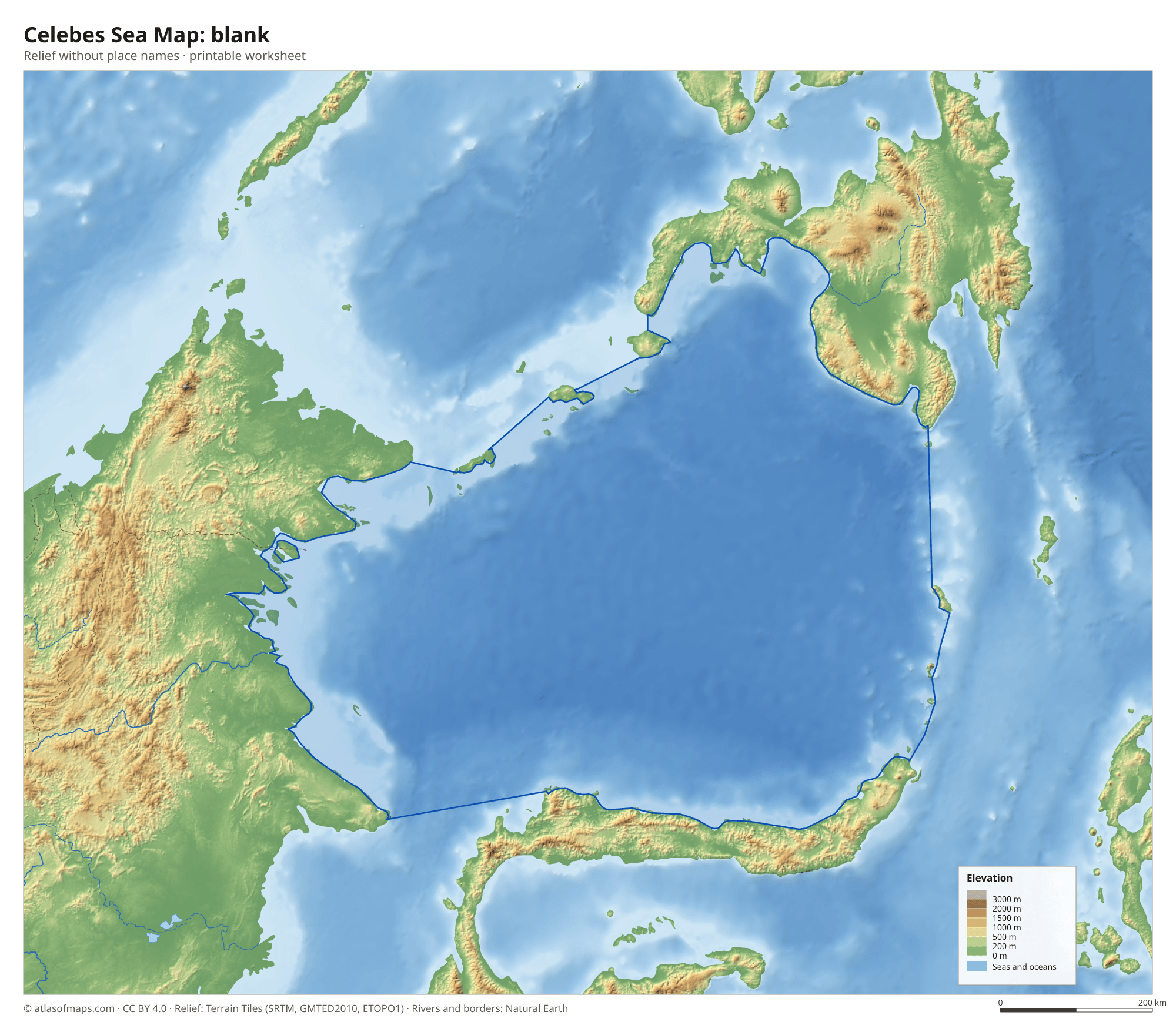 Celebes Sea Map without names