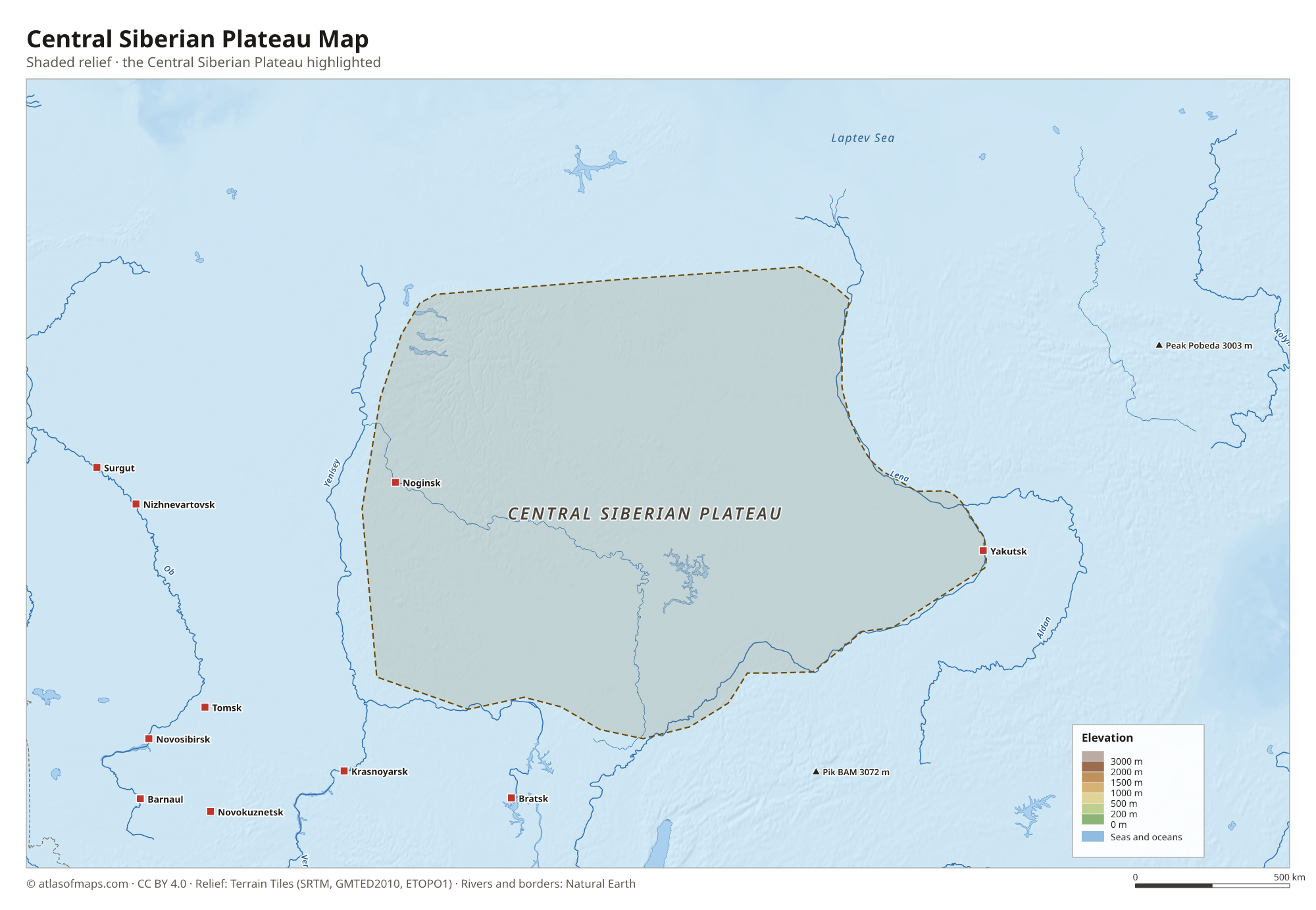 Central Siberian Plateau Map