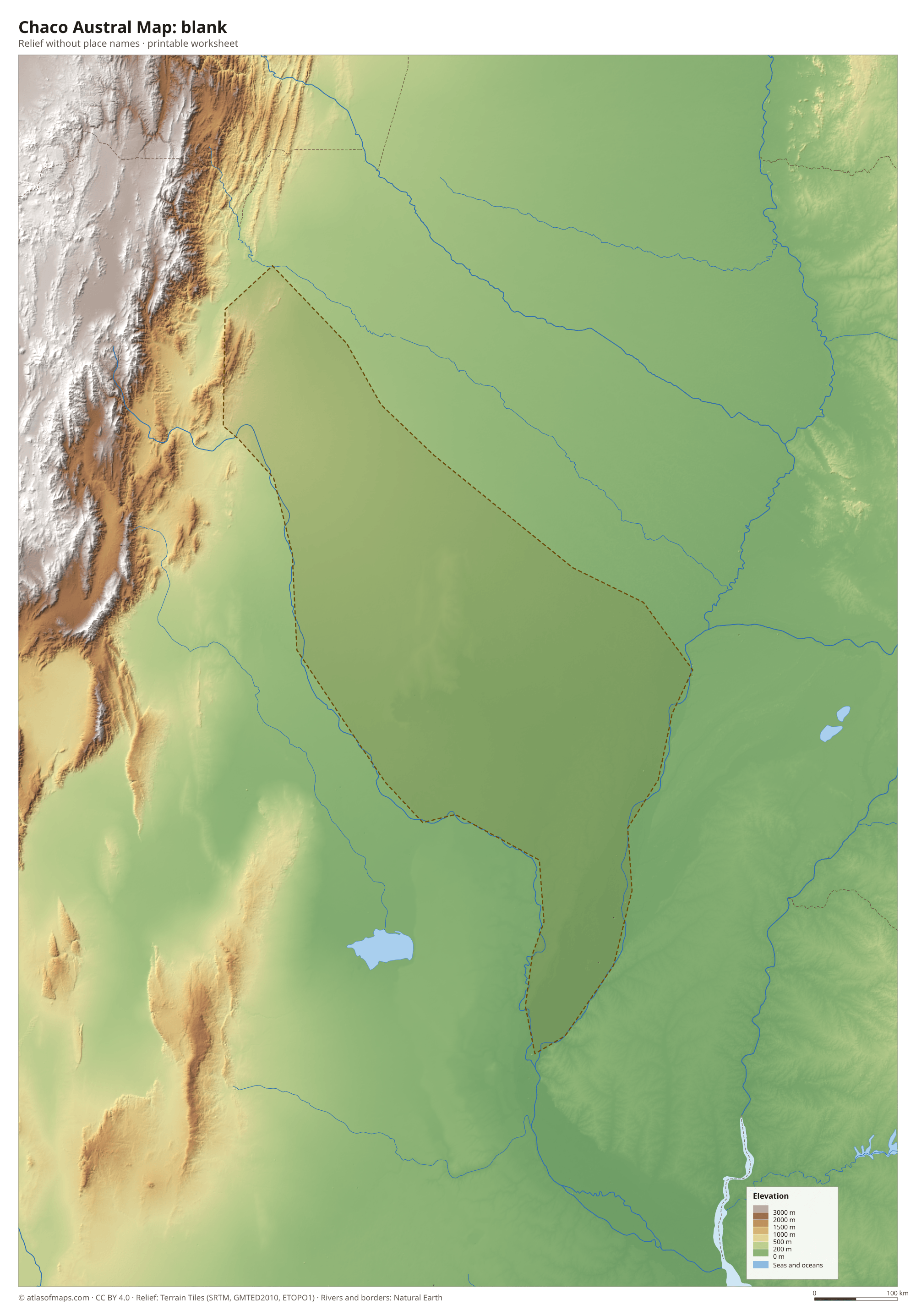 Chaco Austral Map without names