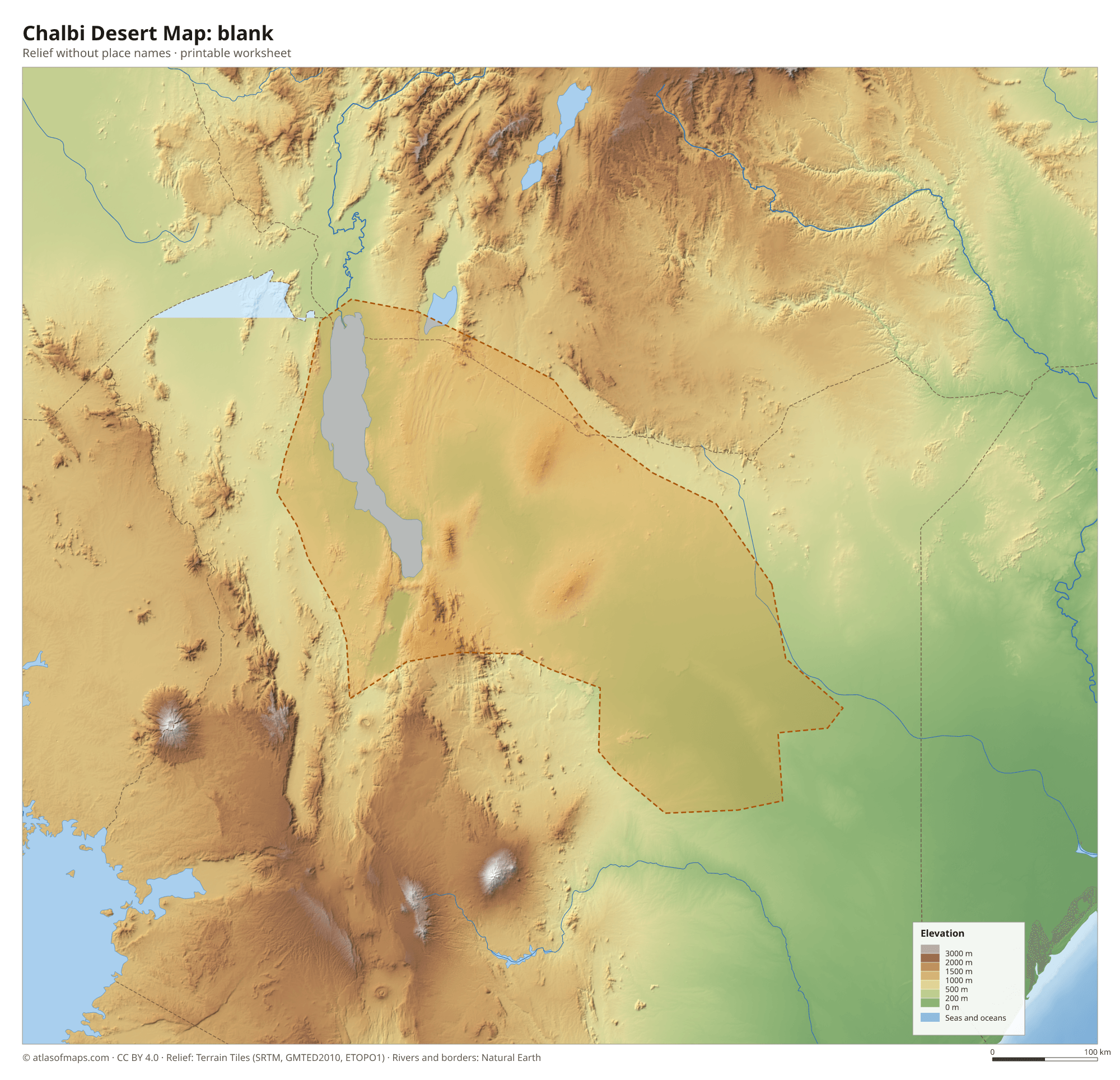 Chalbi Desert Map without names