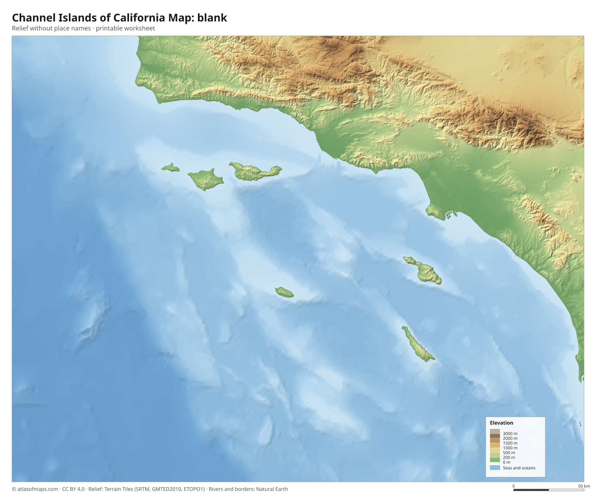 Channel Islands of California Map without names