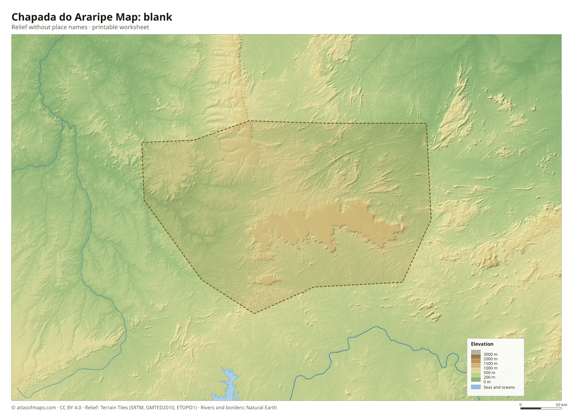 Chapada do Araripe Map without names