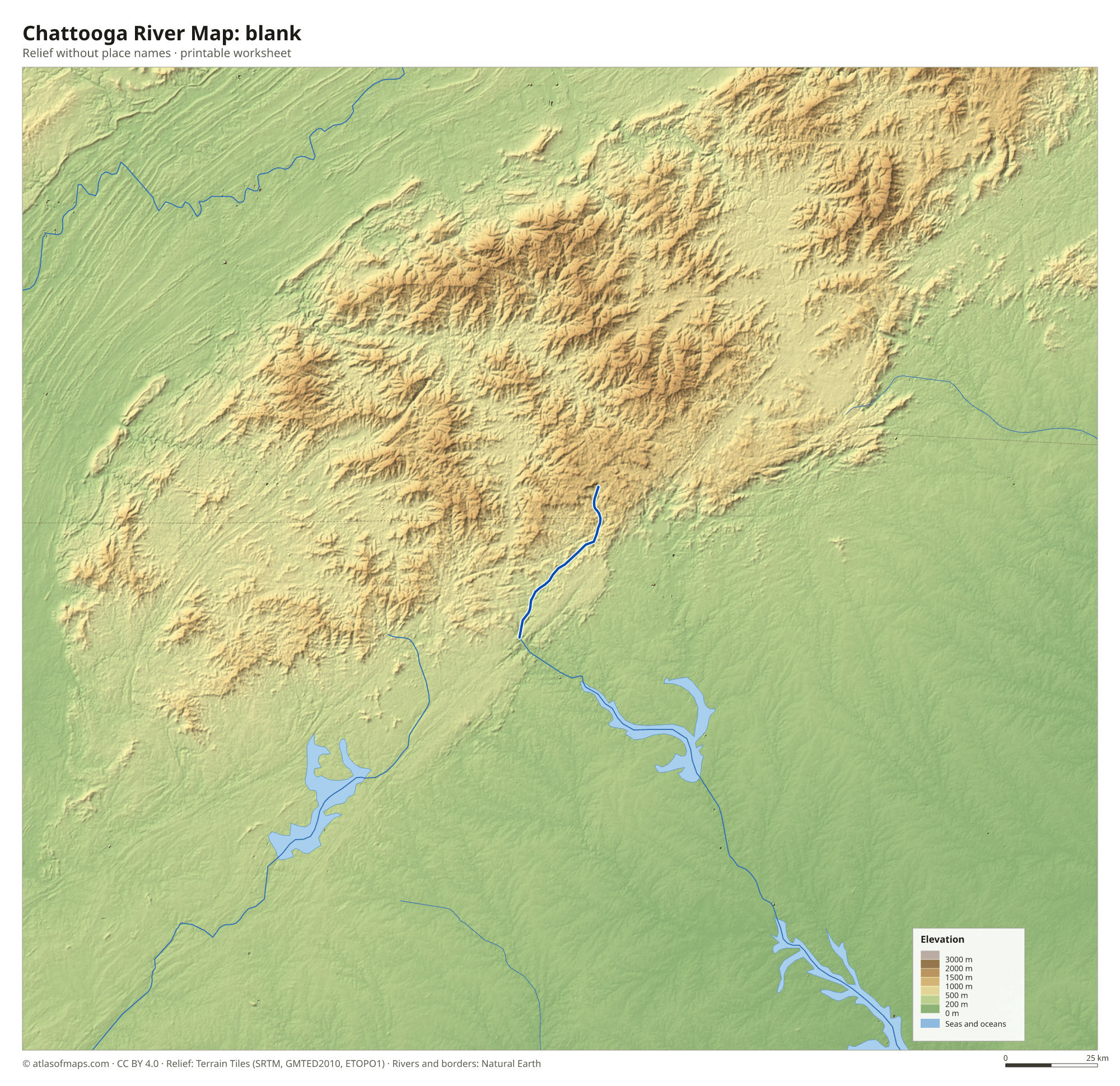 Chattooga River Map without names
