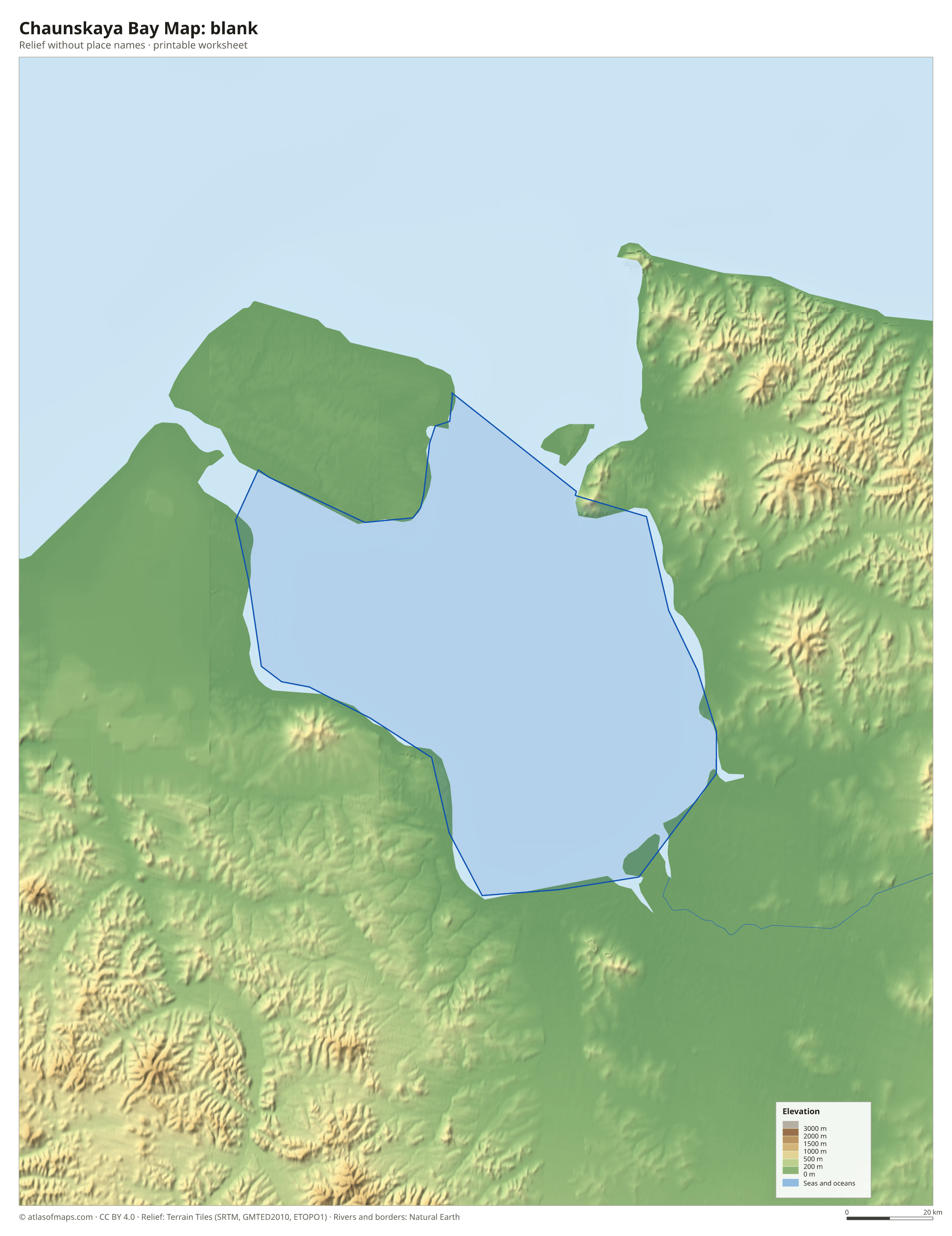 Chaunskaya Bay Map without names