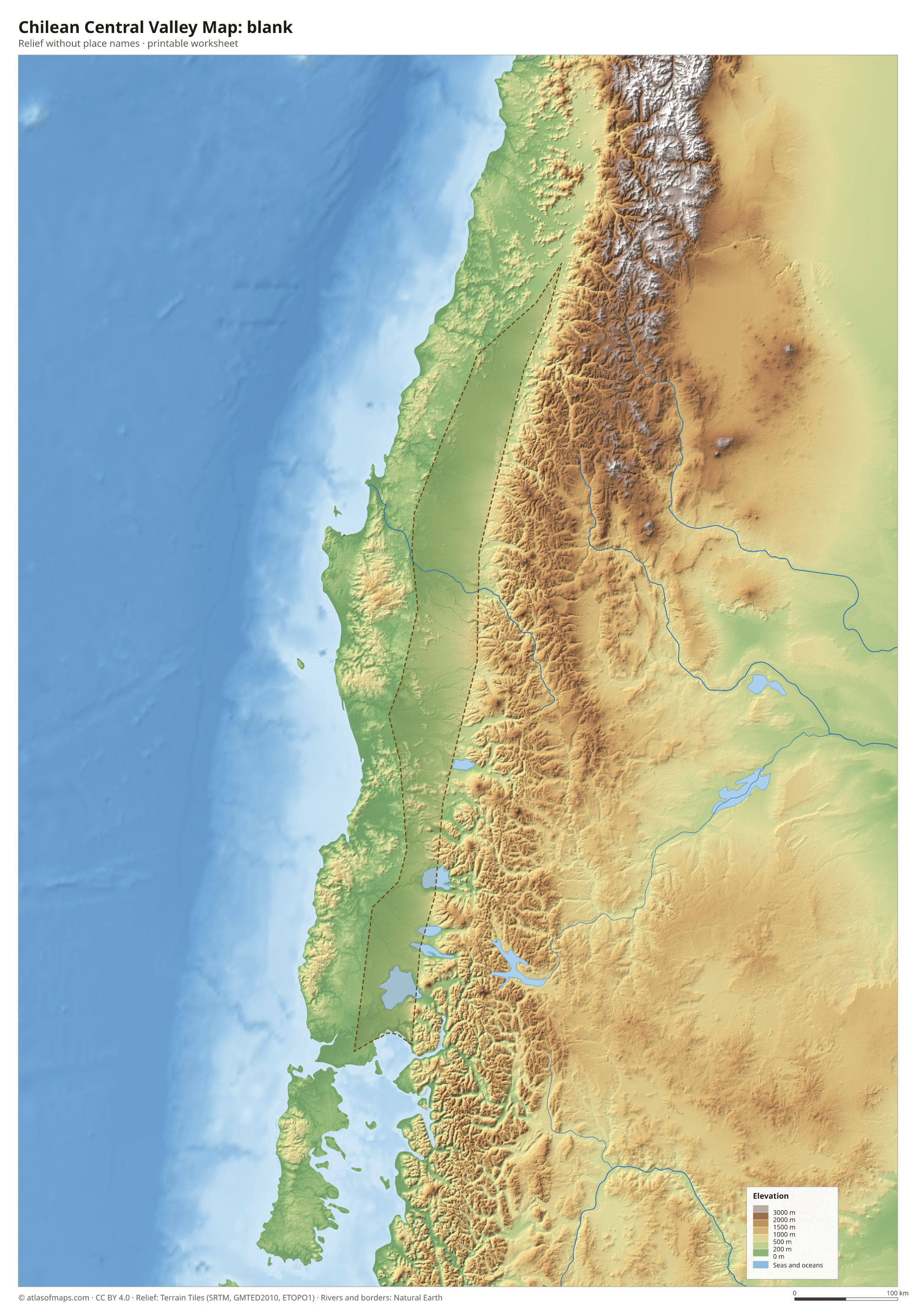 Chilean Central Valley Map without names