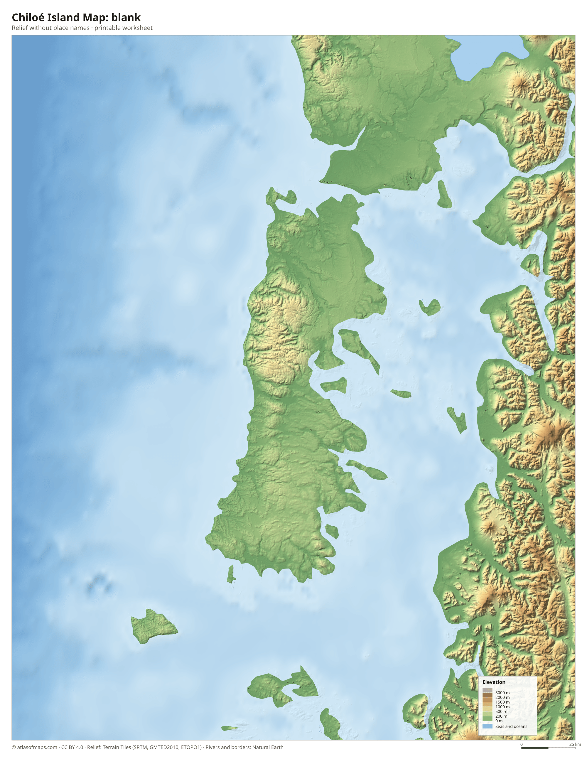 Chiloé Island Map without names