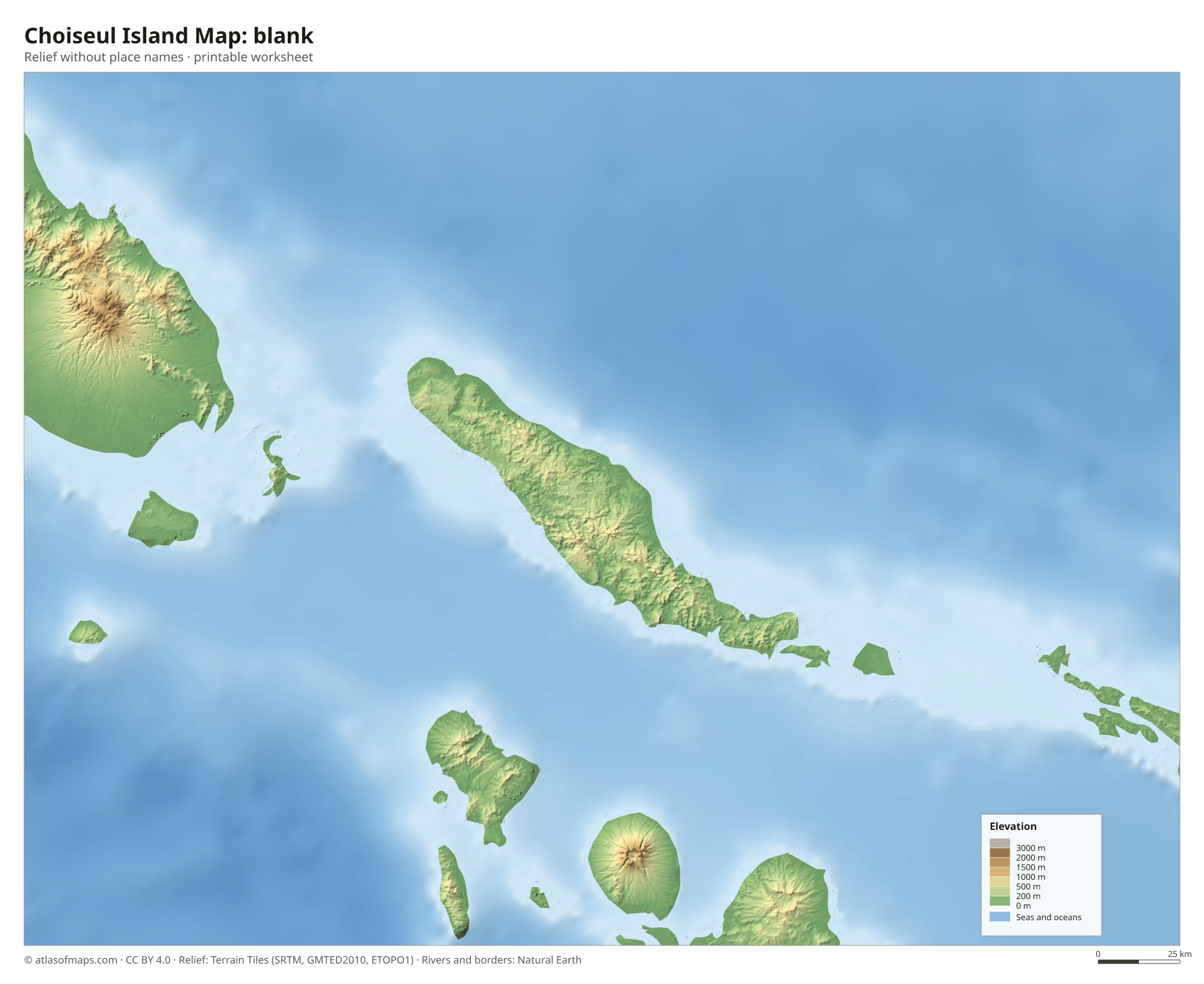 Choiseul Island Map without names