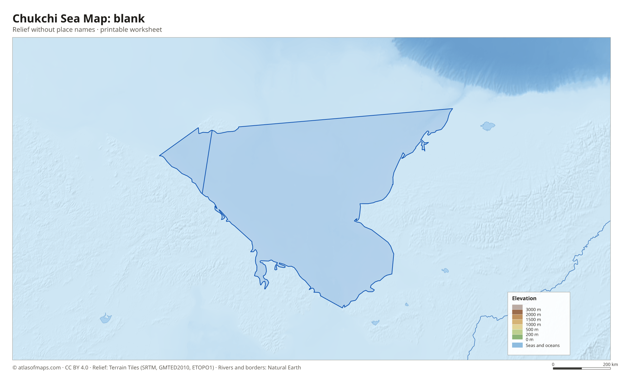 Chukchi Sea Map without names