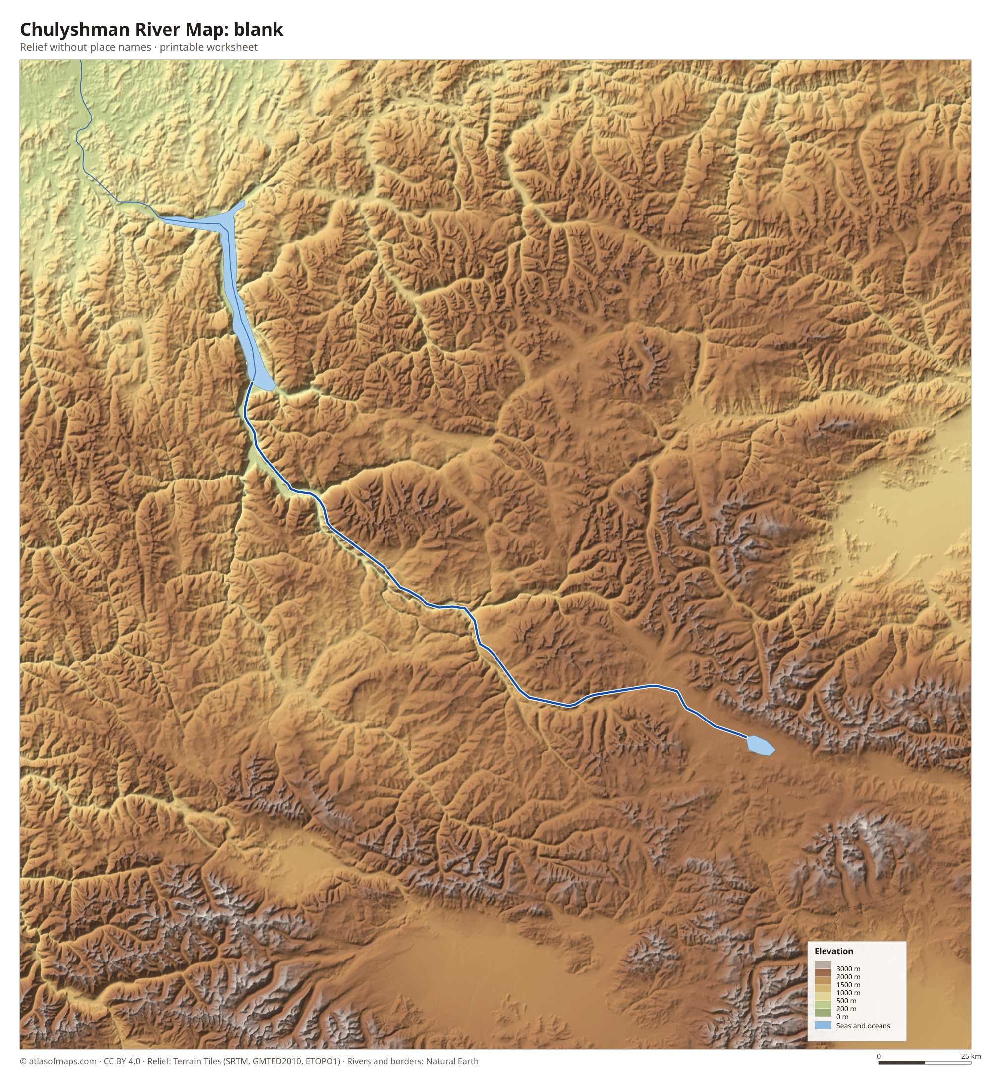 Chulyshman River Map without names