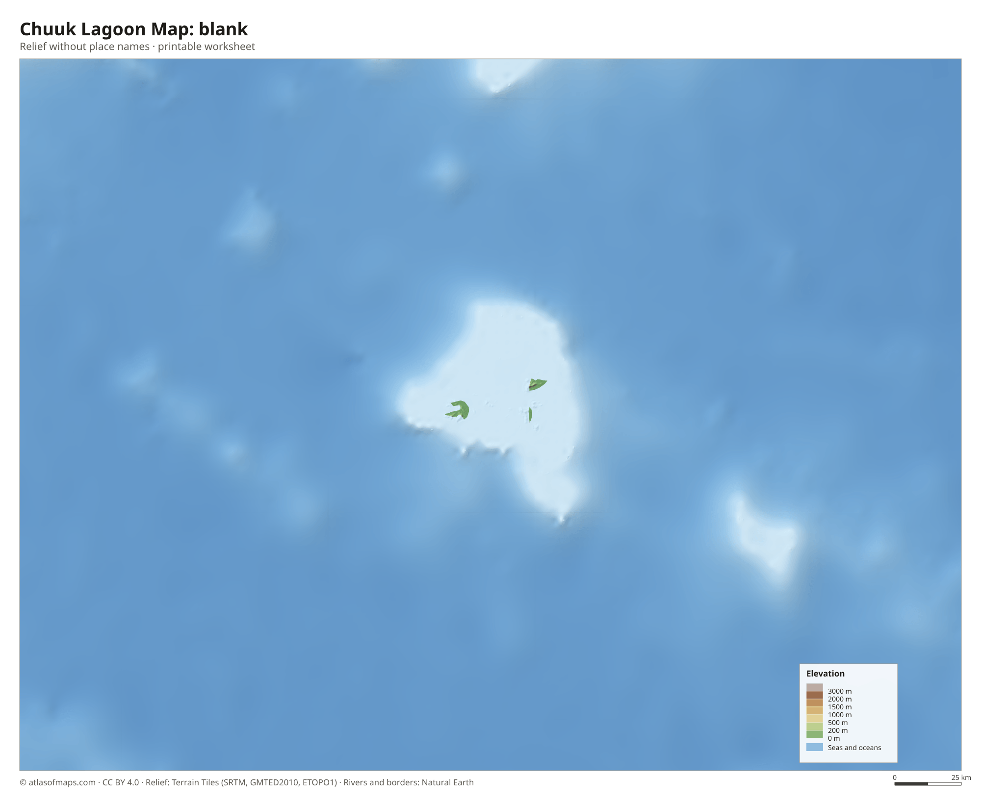 Chuuk Lagoon Map without names