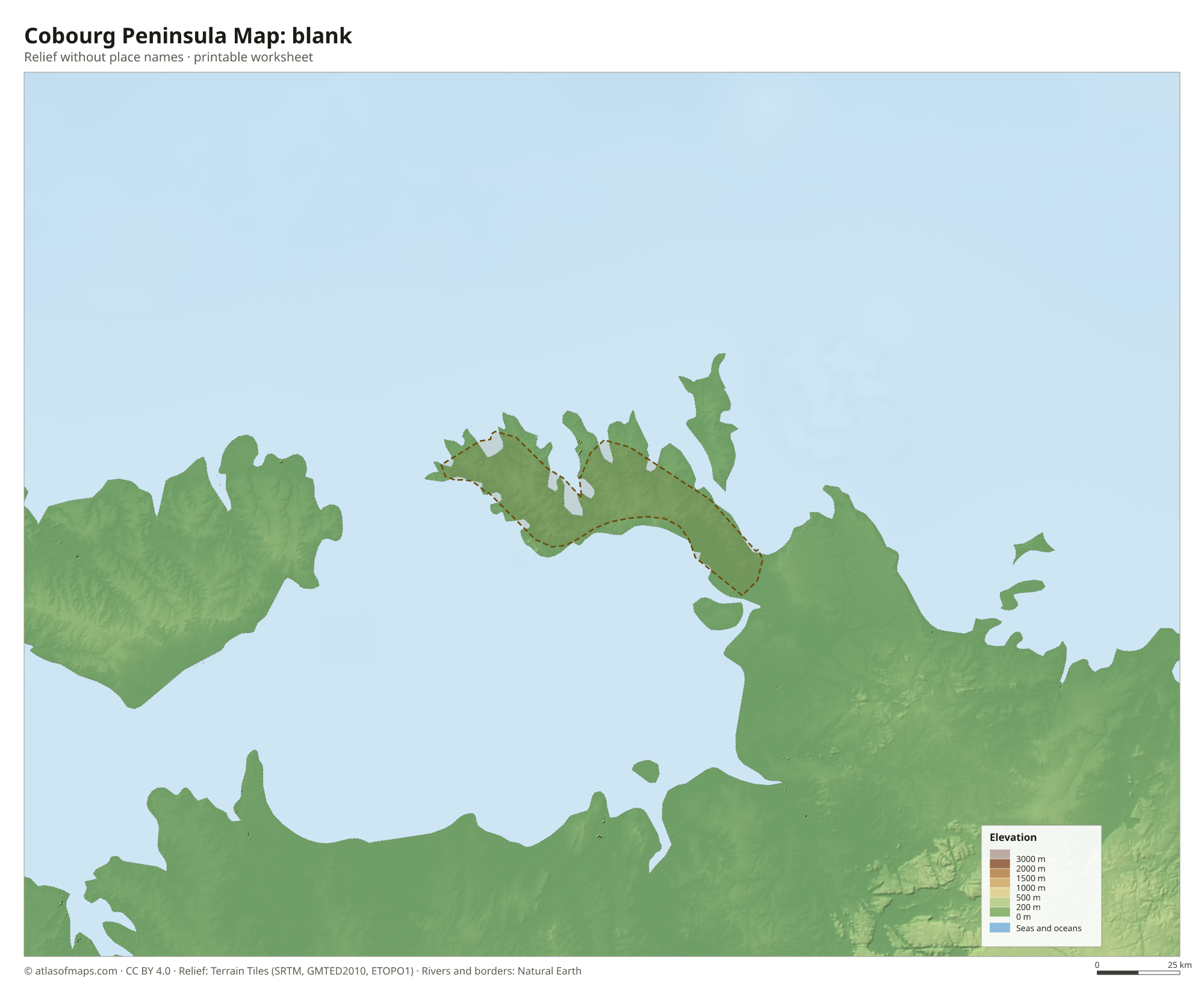 Cobourg Peninsula Map without names