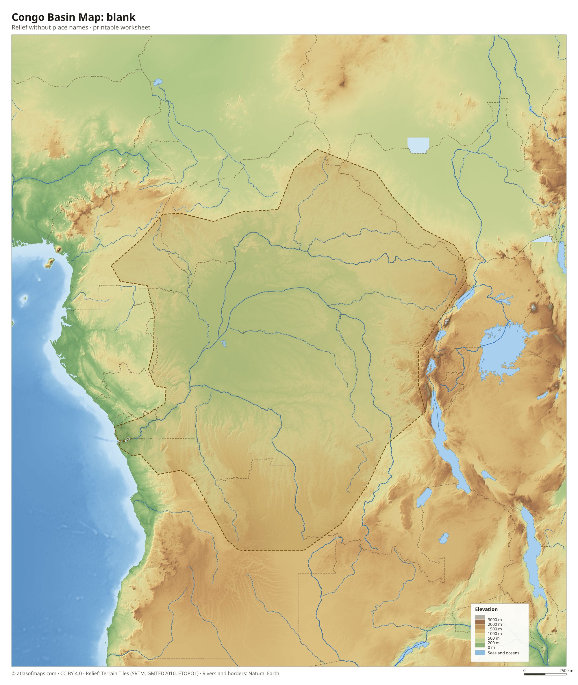Congo Basin Map without names