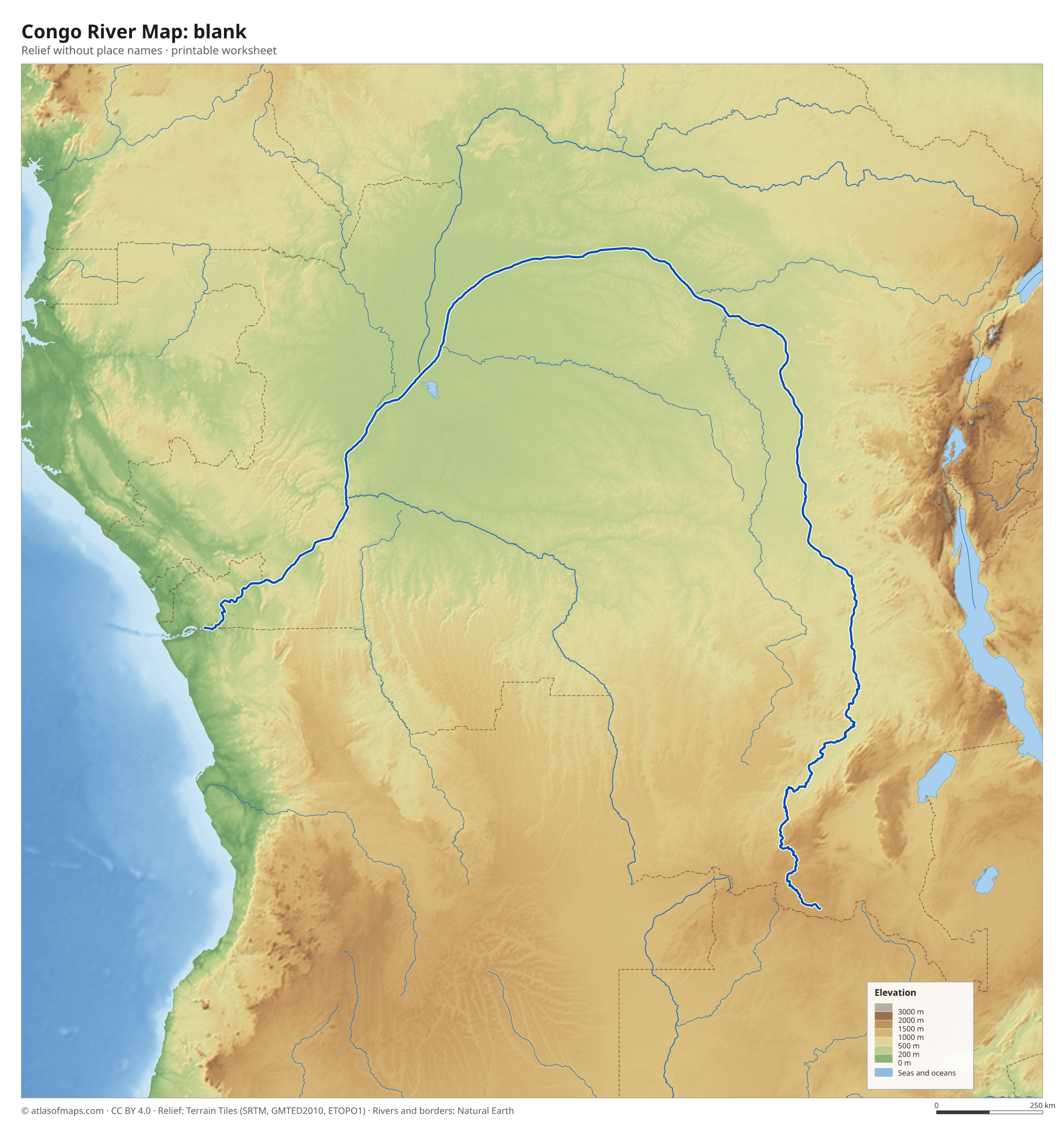 Congo River Map without names