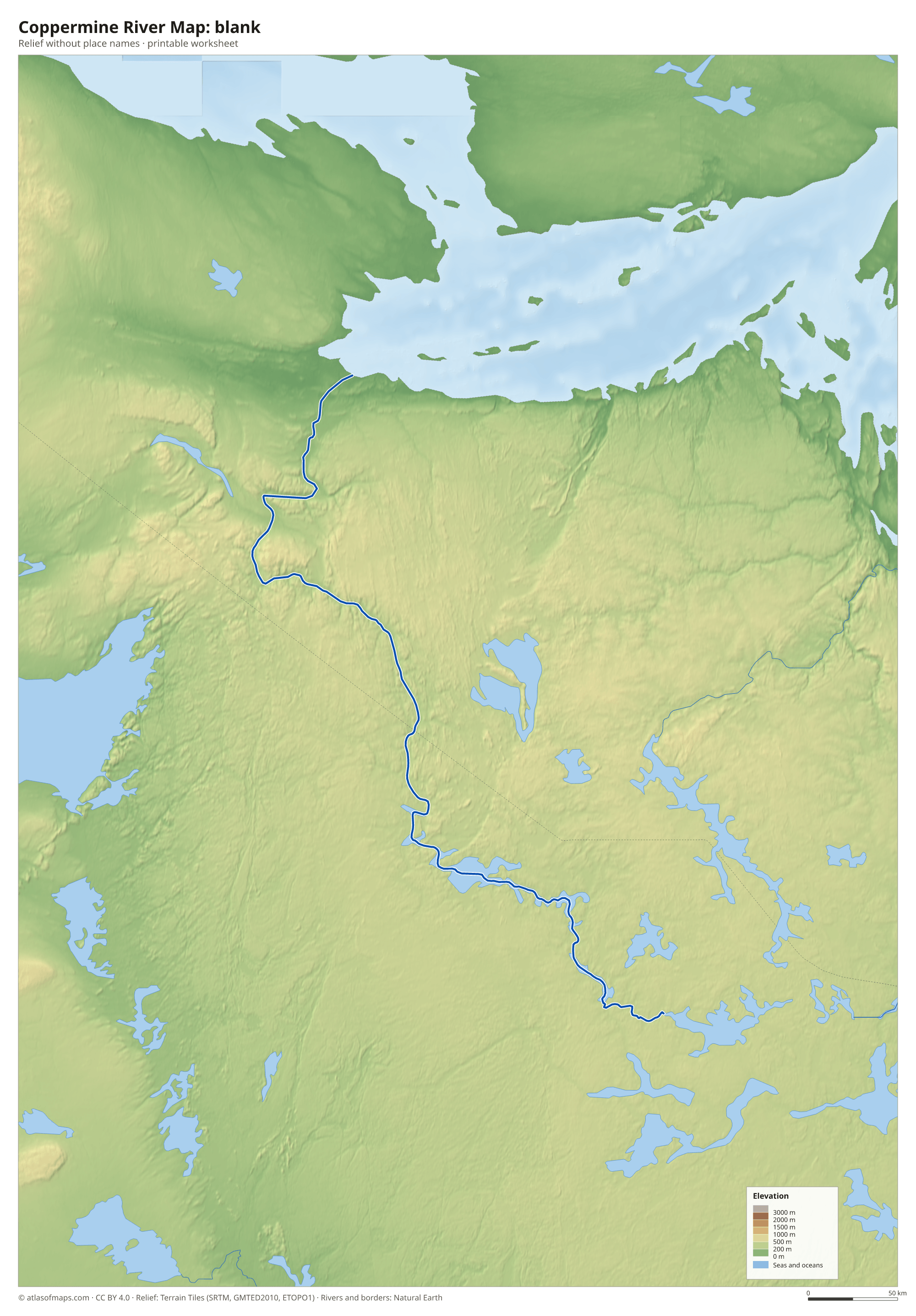 Coppermine River Map without names