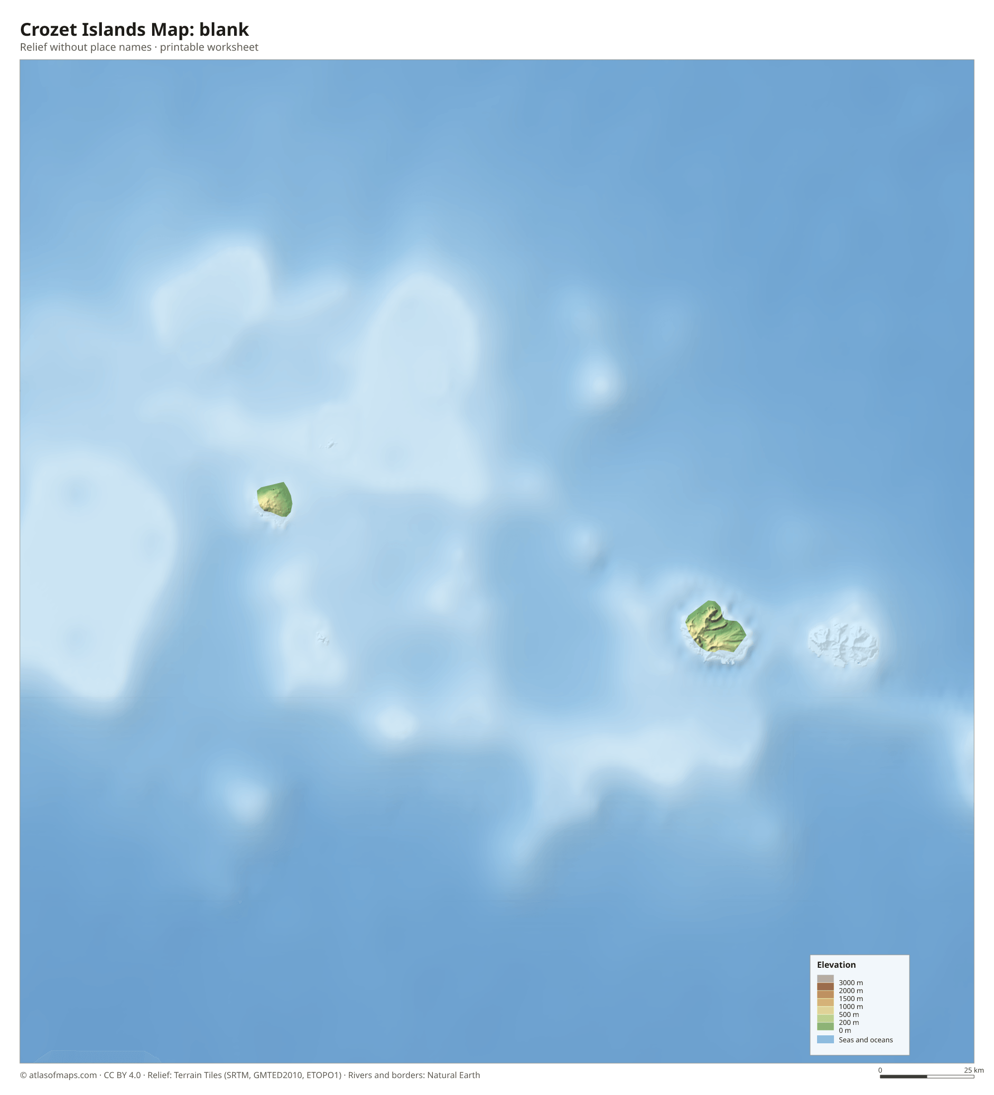 Crozet Islands Map without names