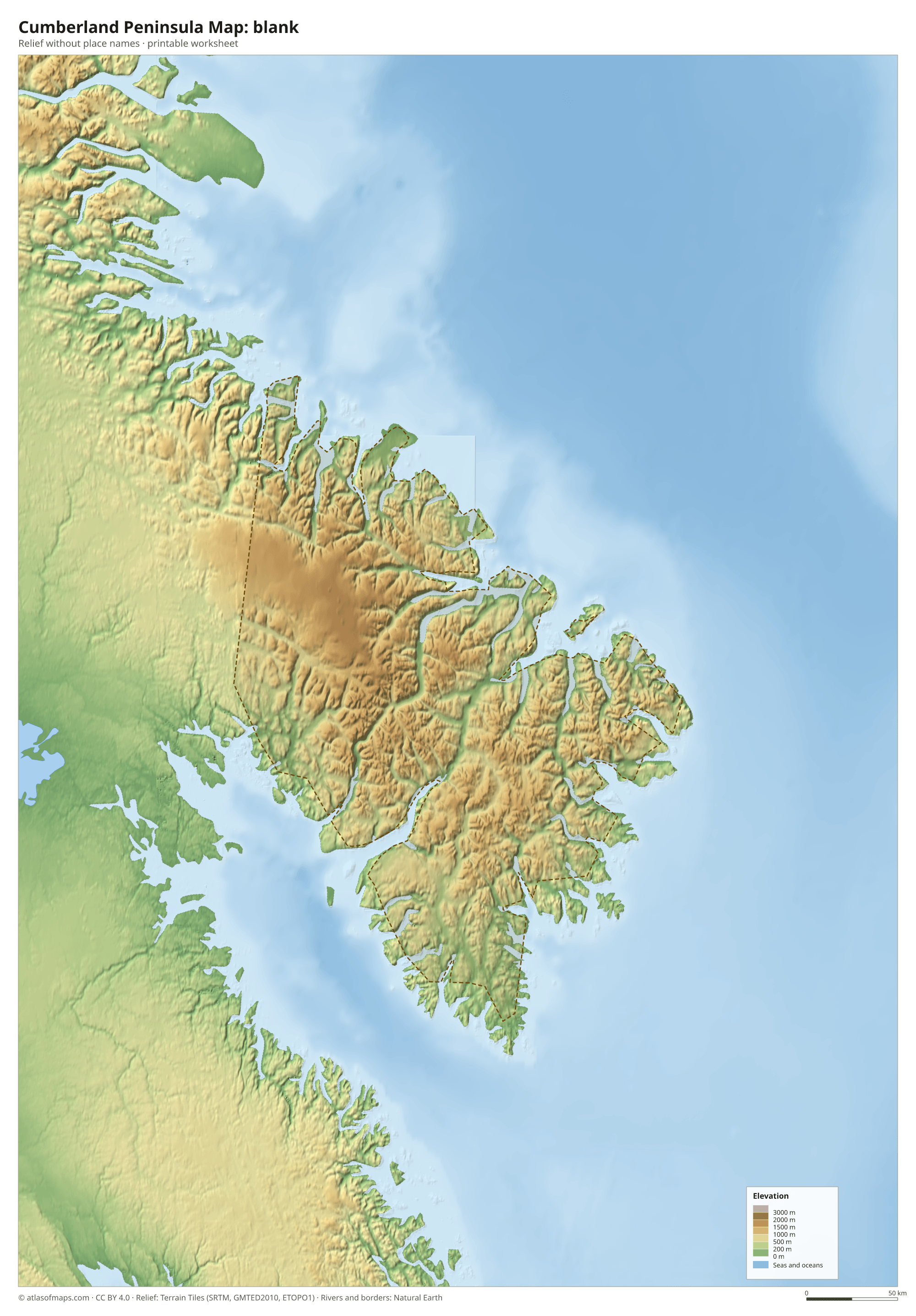 Cumberland Peninsula Map without names