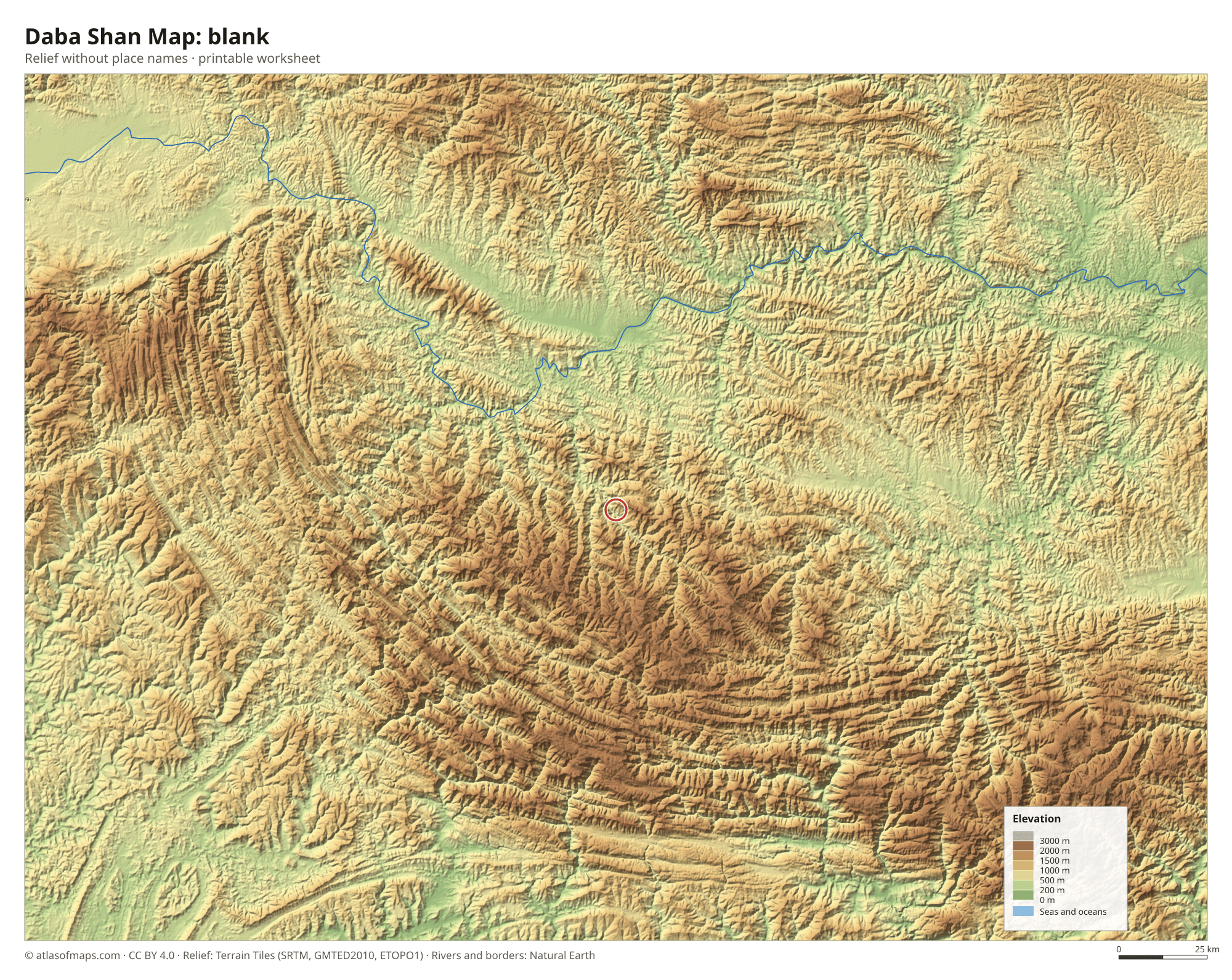 Daba Shan Map without names