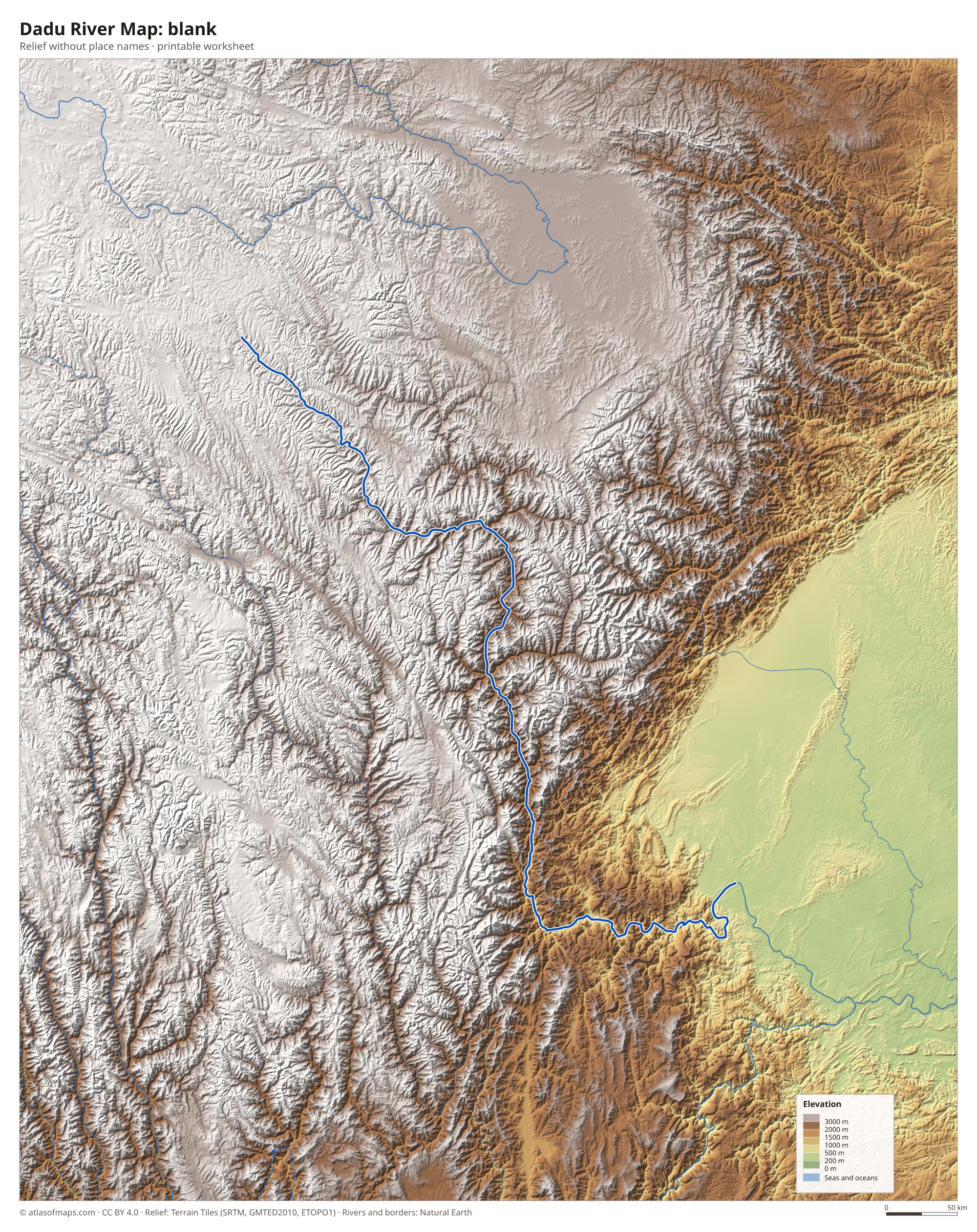 Dadu River Map without names
