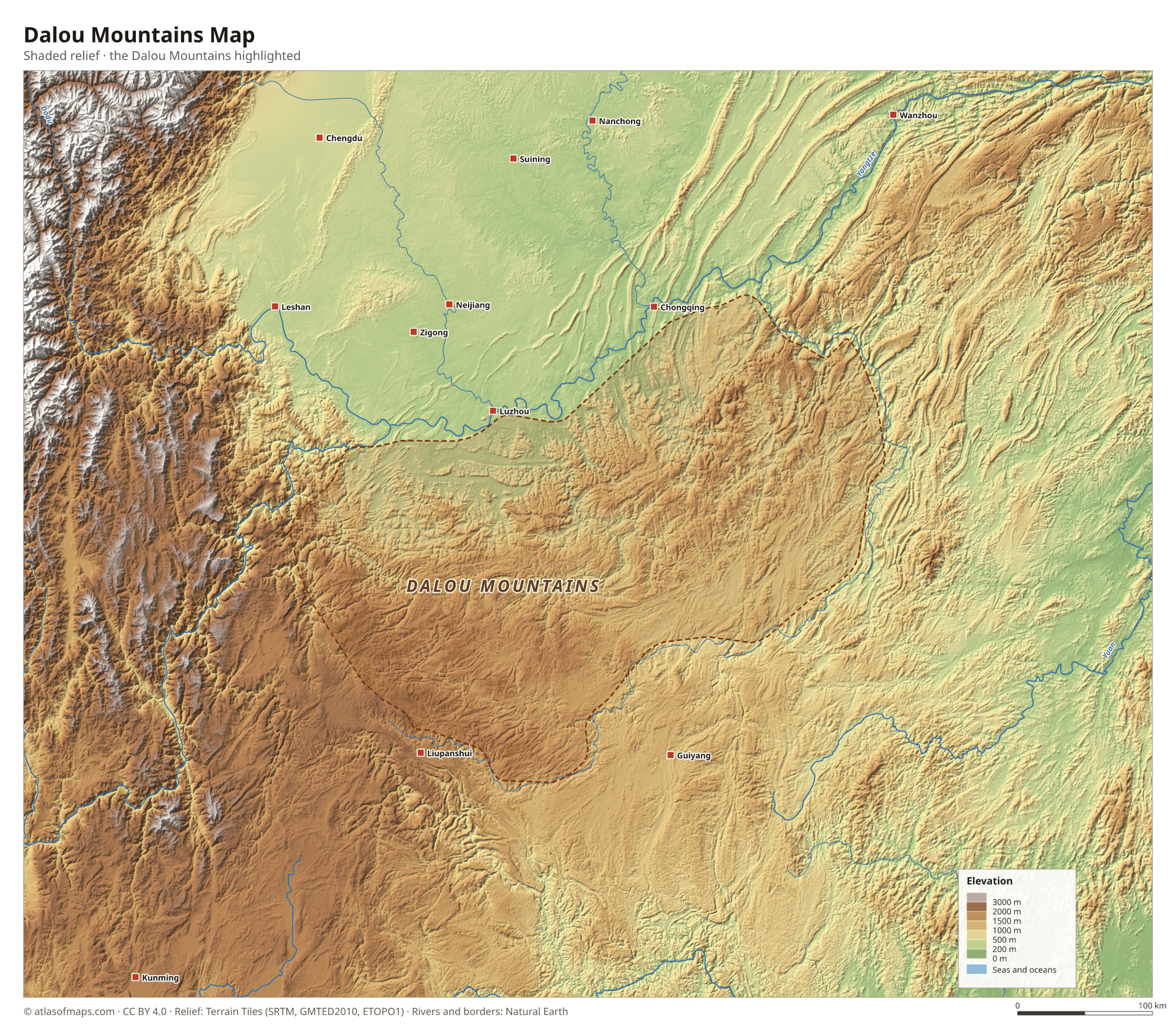 Dalou Mountains Map
