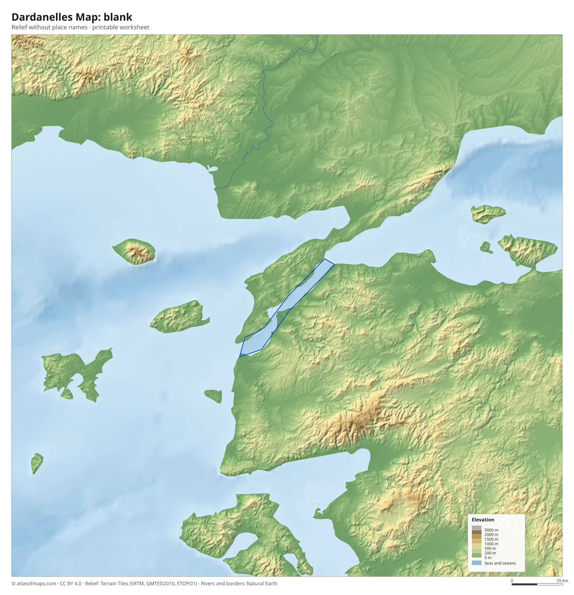 Dardanelles Map without names
