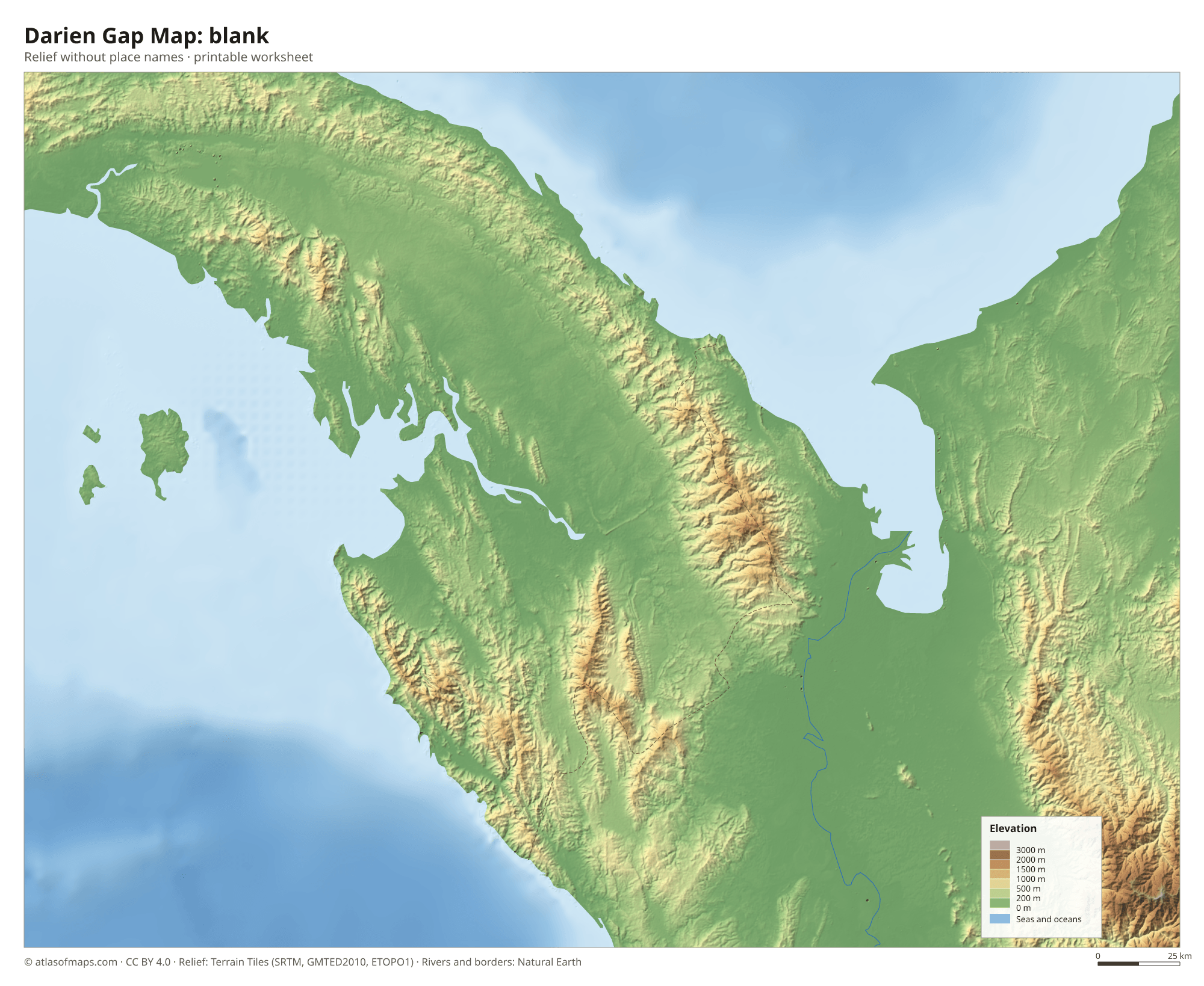 Darien Gap Map without names