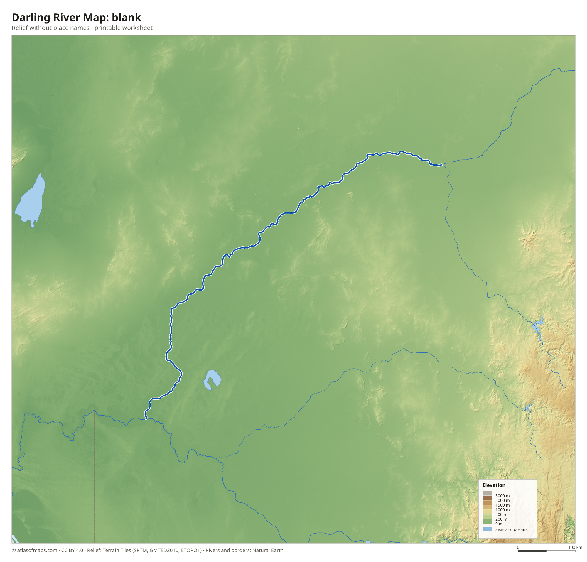Darling River Map without names