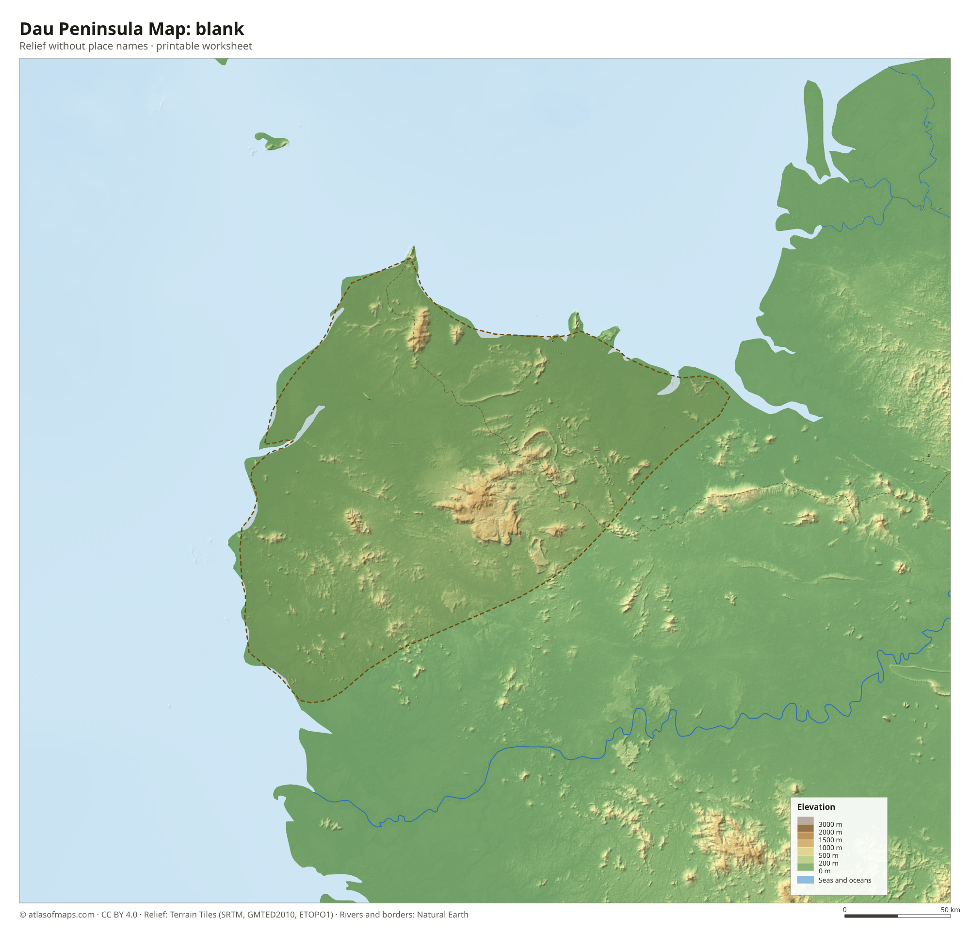 Dau Peninsula Map without names