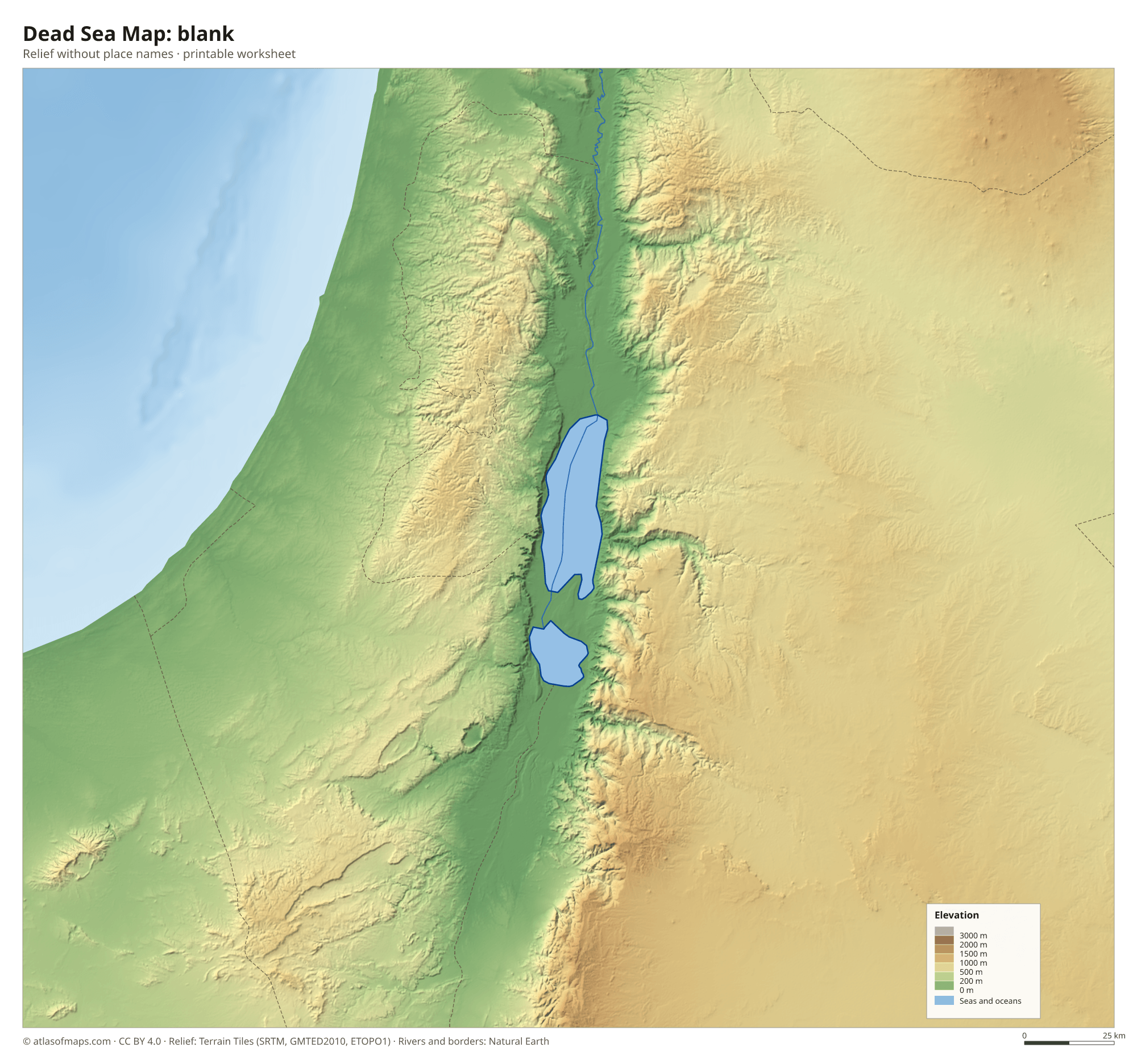 Dead Sea Map without names