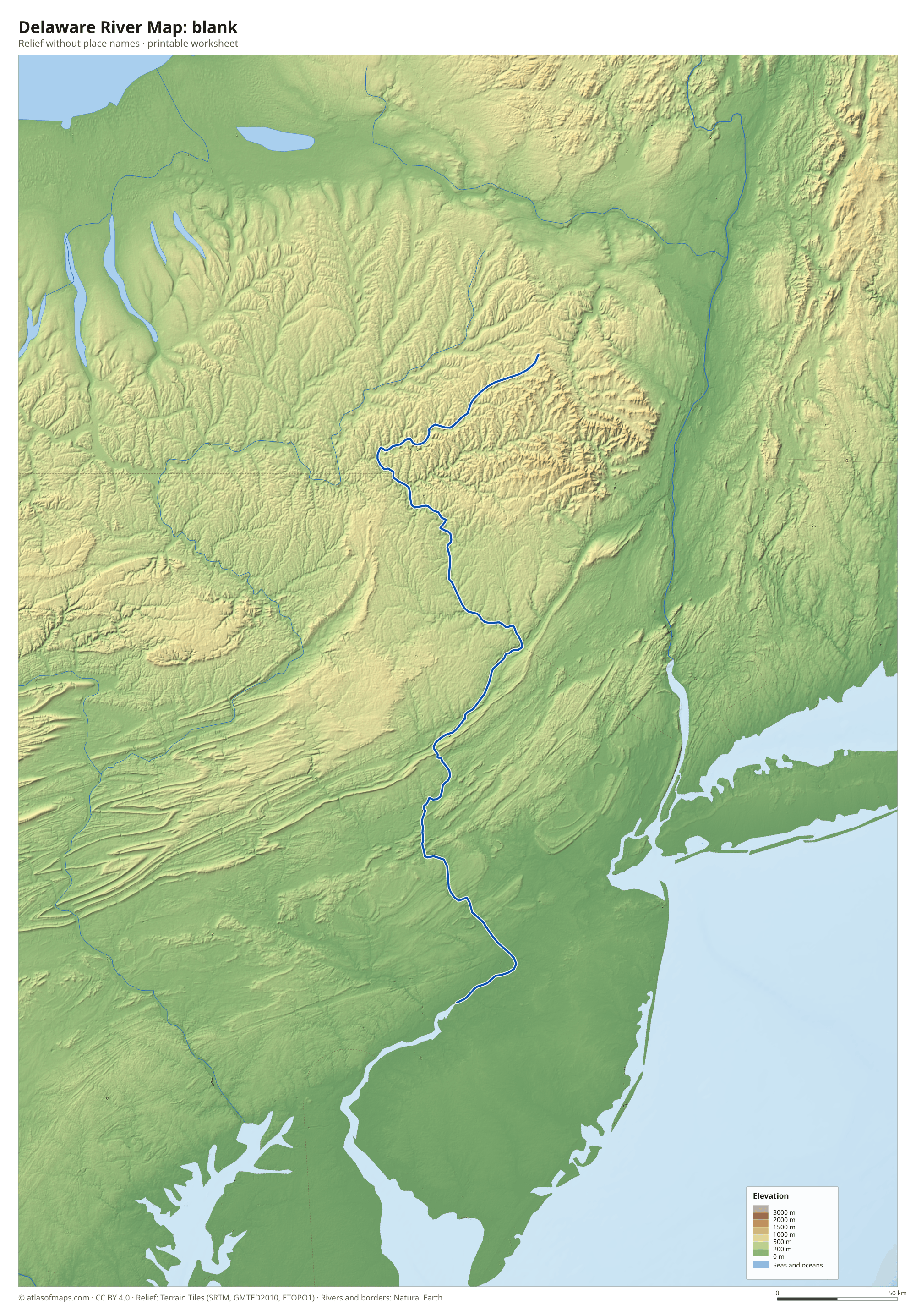 Delaware River Map without names