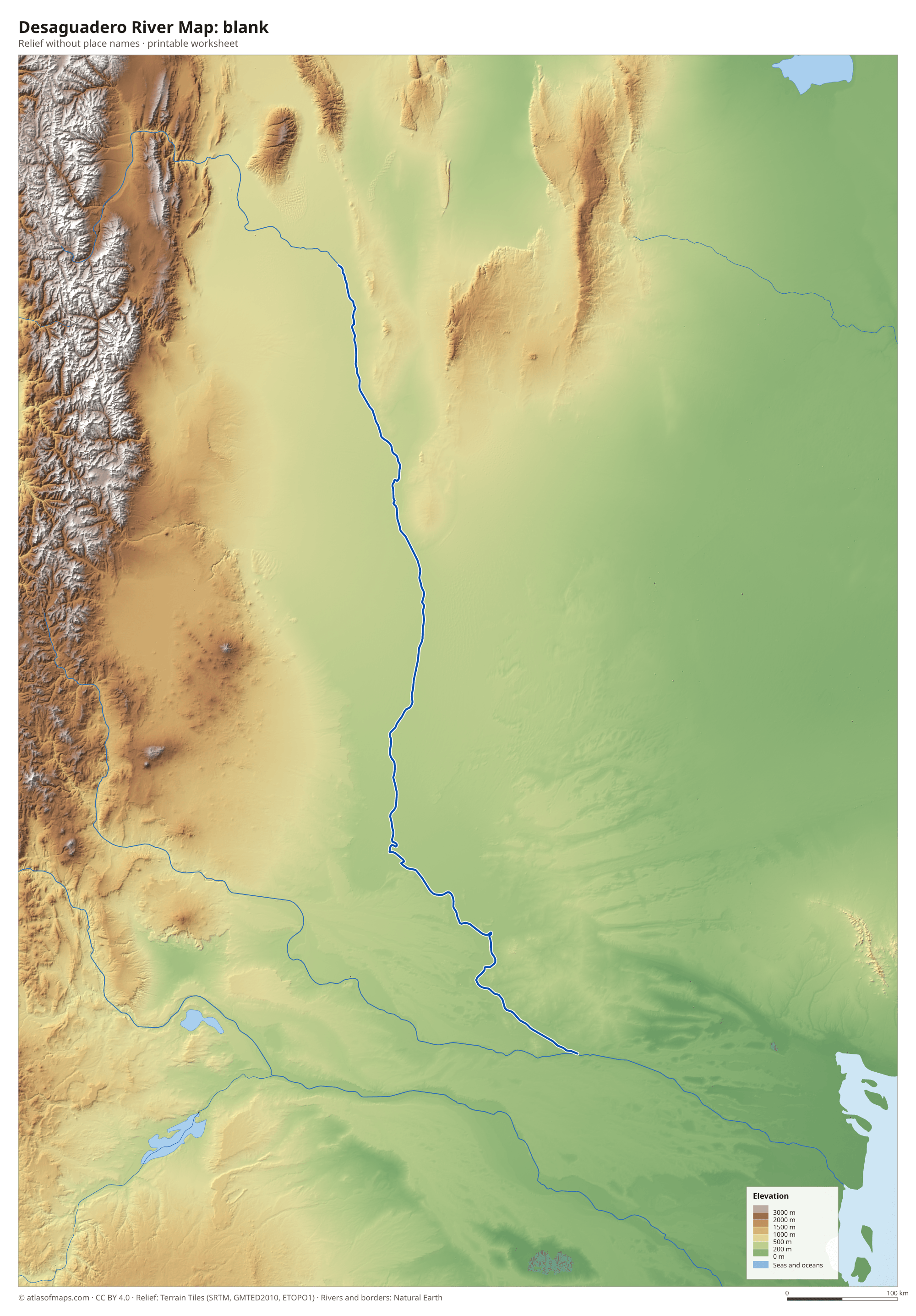 Desaguadero River Map without names