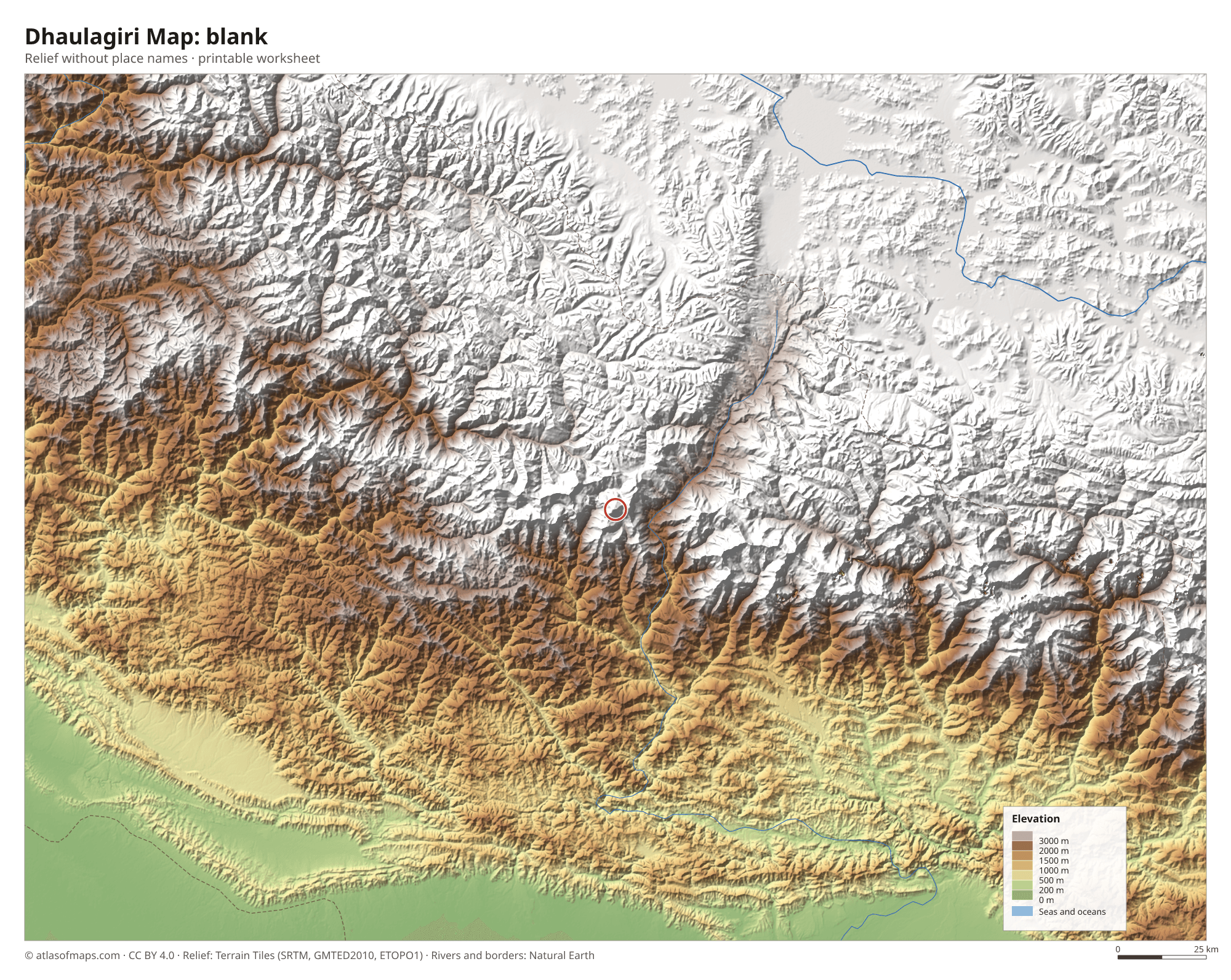 Dhaulagiri Map without names