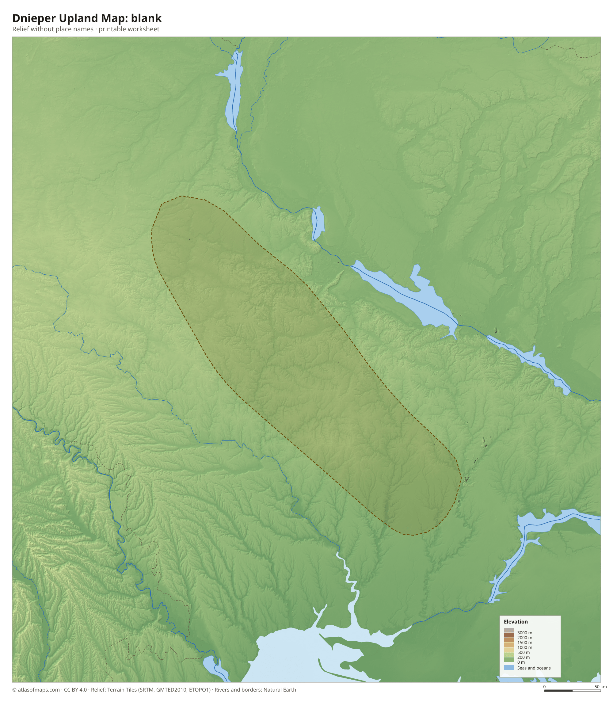 Dnieper Upland Map without names