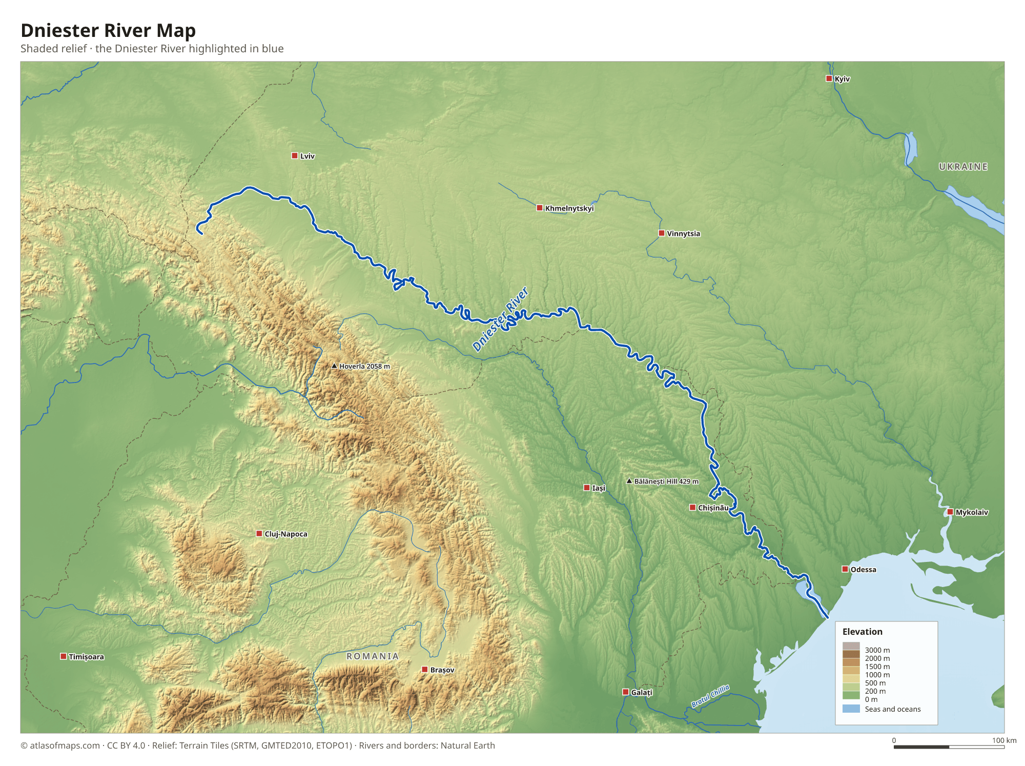 Dniester River Map