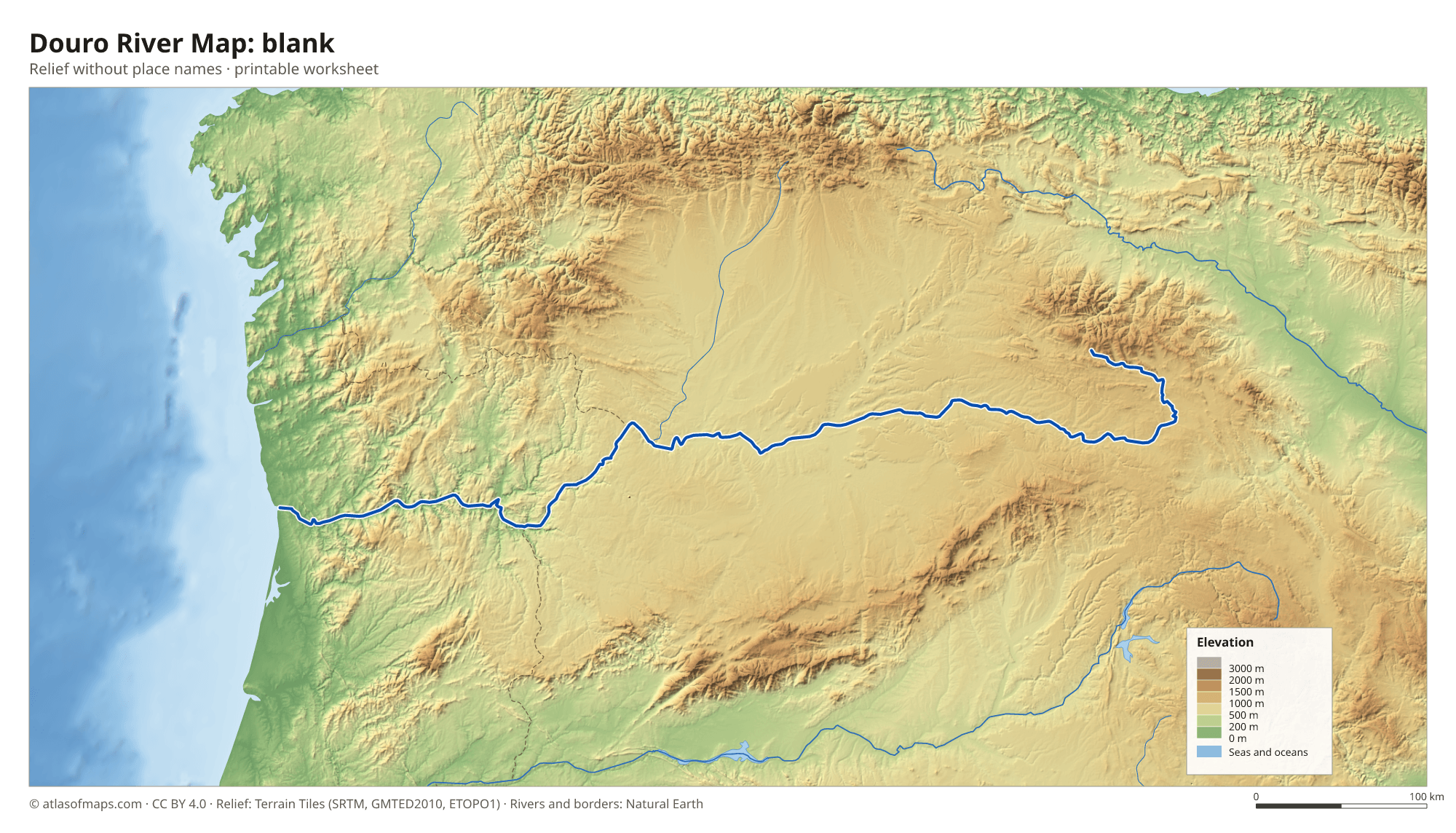 Douro River Map without names