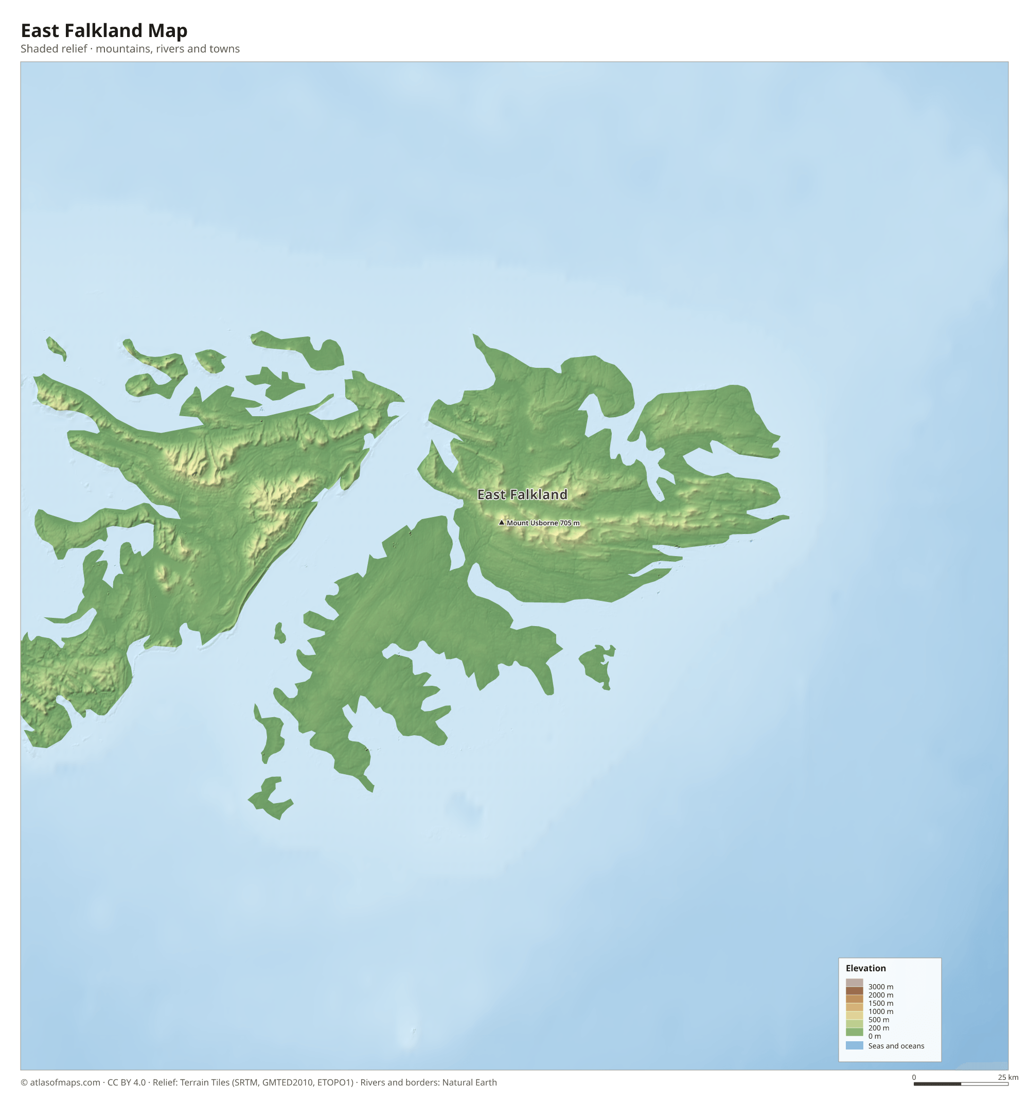 East Falkland Map