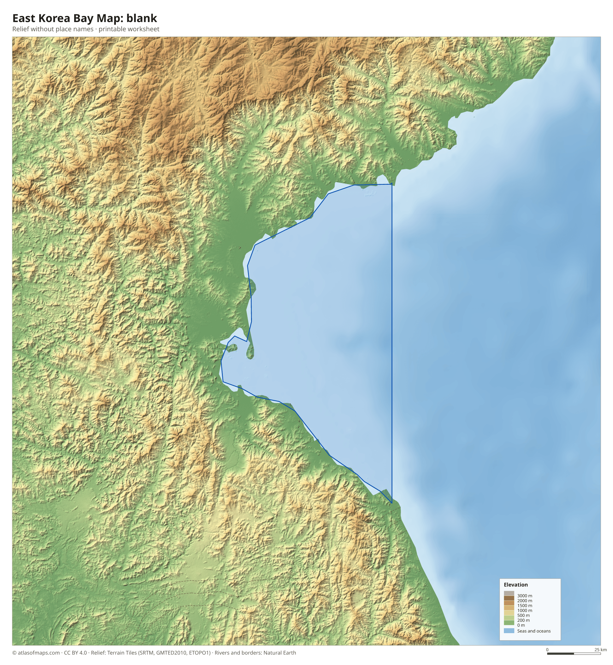 East Korea Bay Map without names