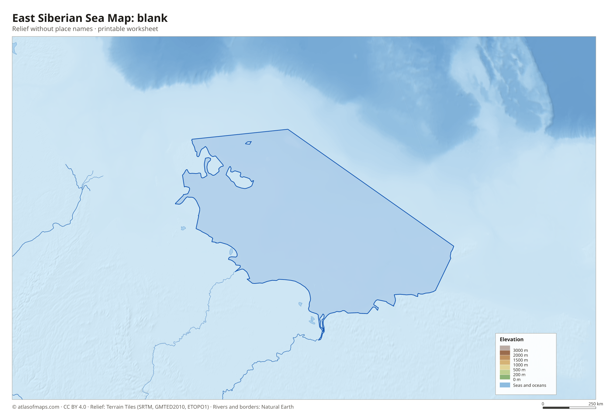 East Siberian Sea Map without names