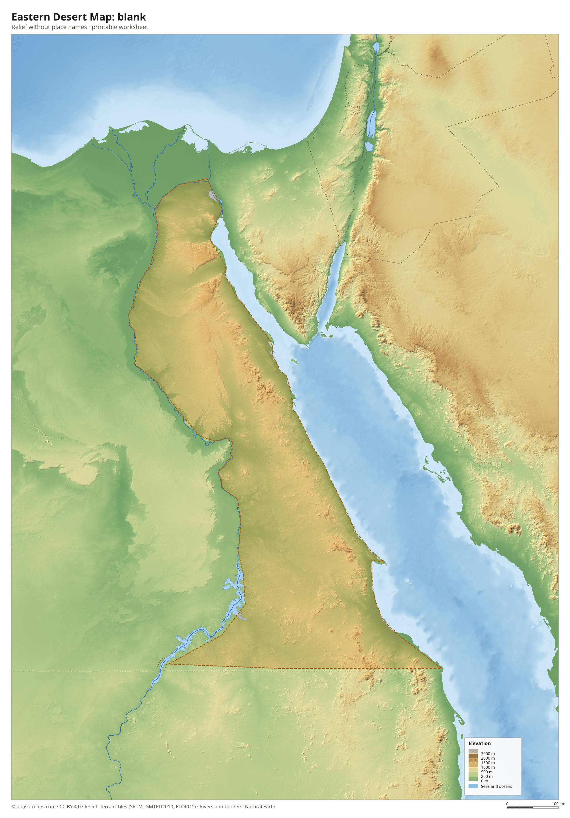Eastern Desert Map without names