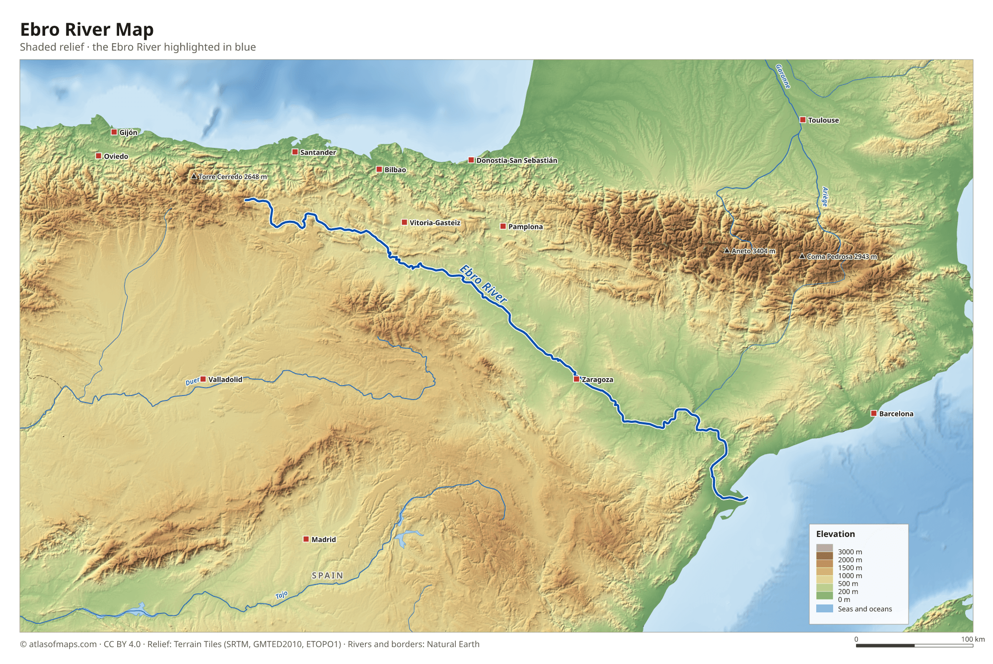 Ebro River Map