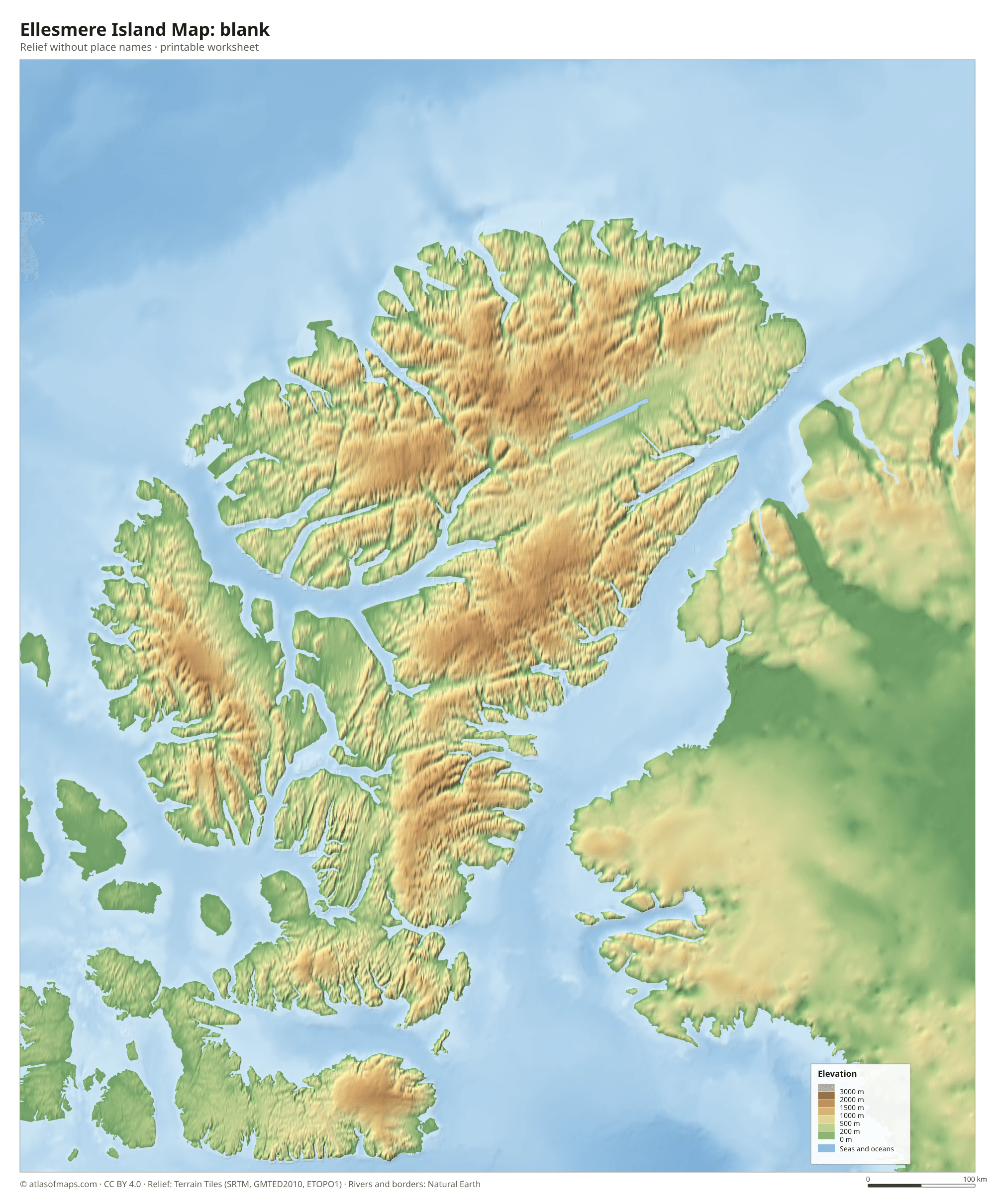 Ellesmere Island Map without names