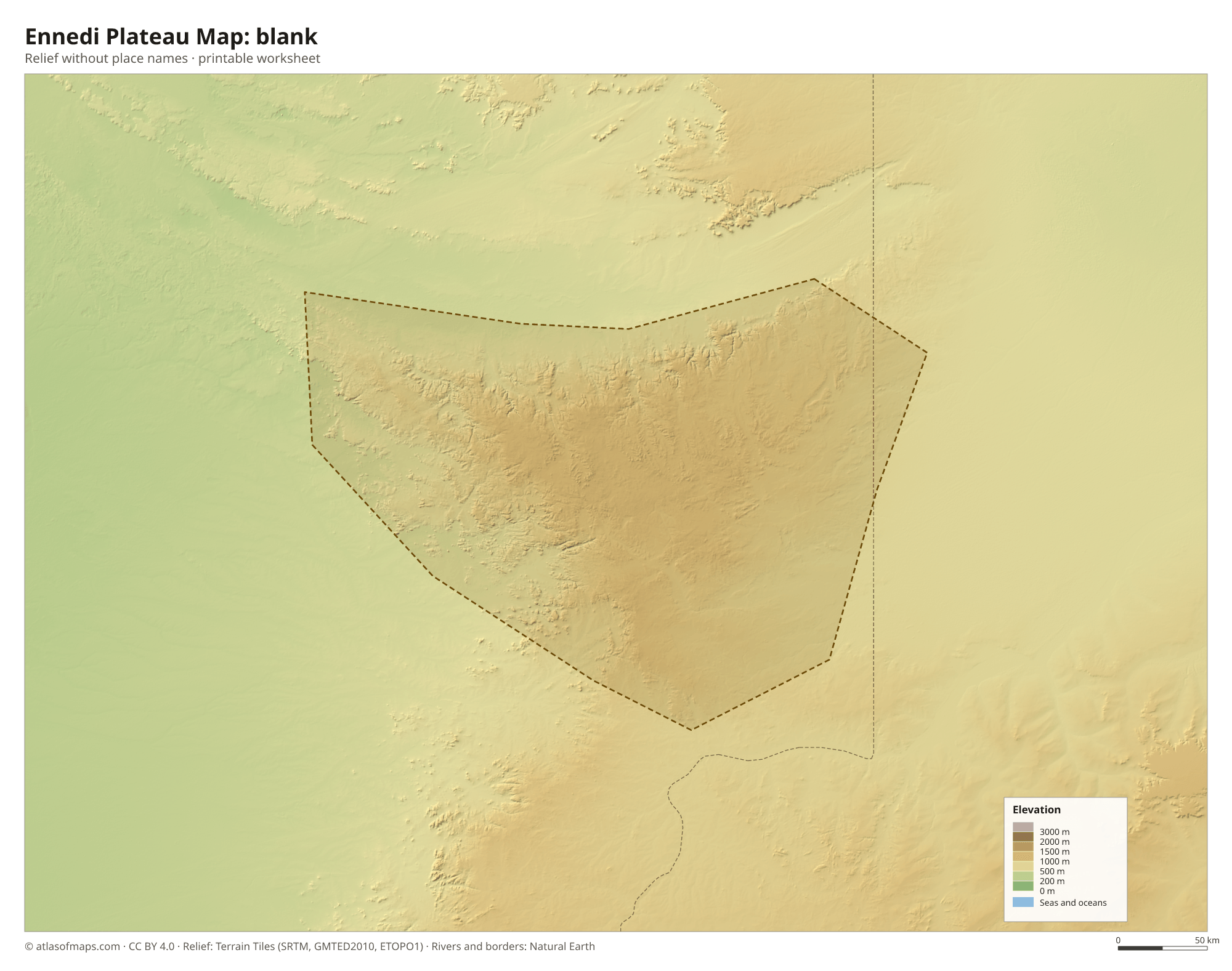 Ennedi Plateau Map without names