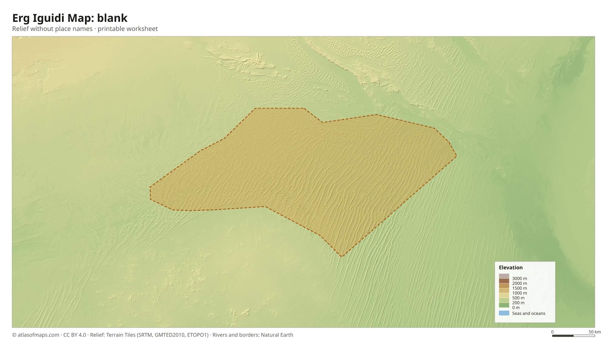 Erg Iguidi Map without names