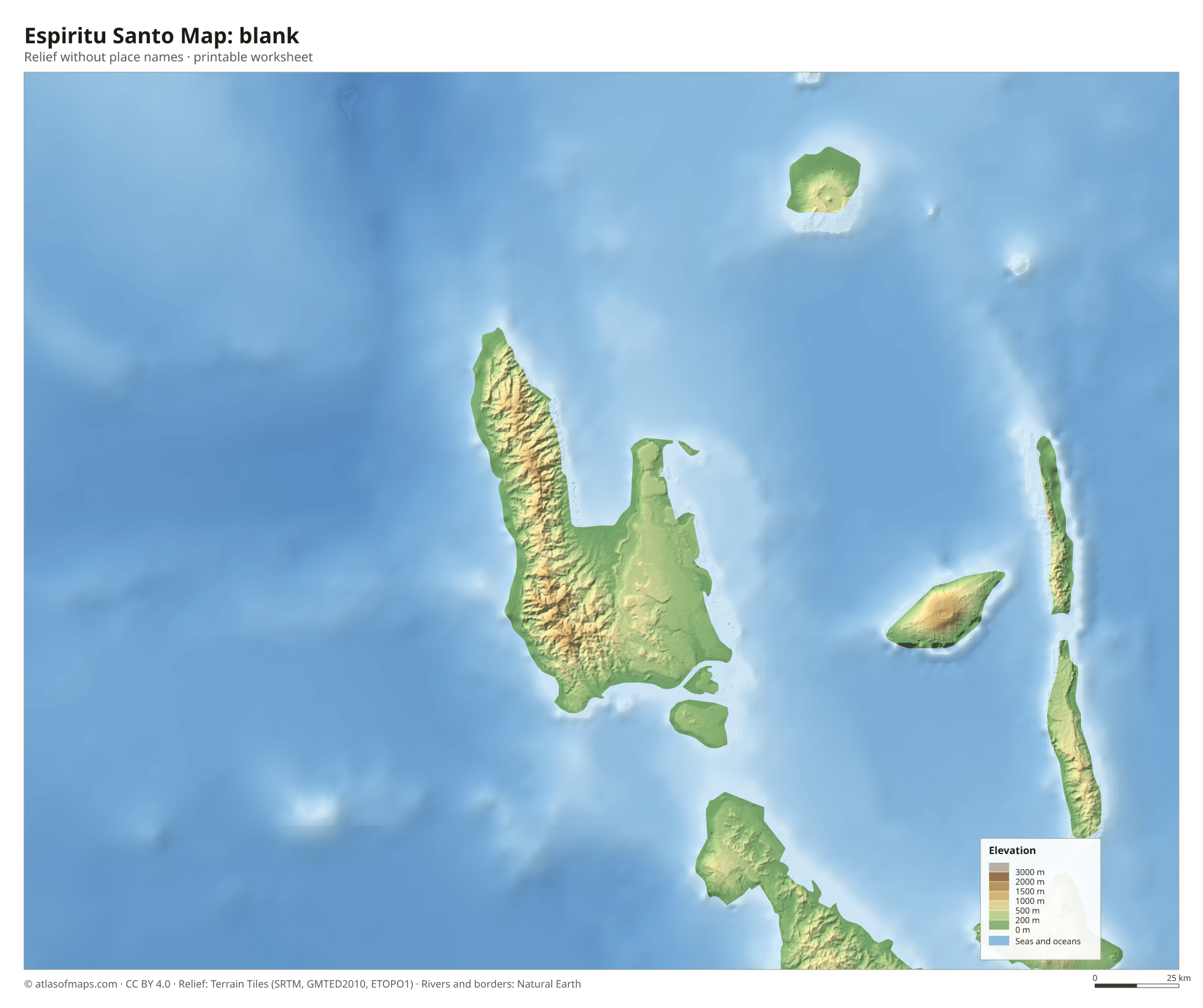 Espiritu Santo Map without names
