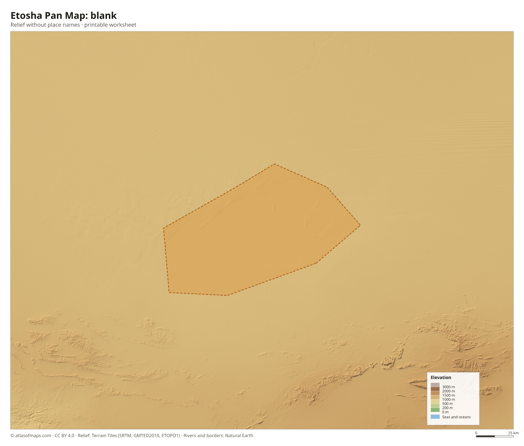 Etosha Pan Map without names