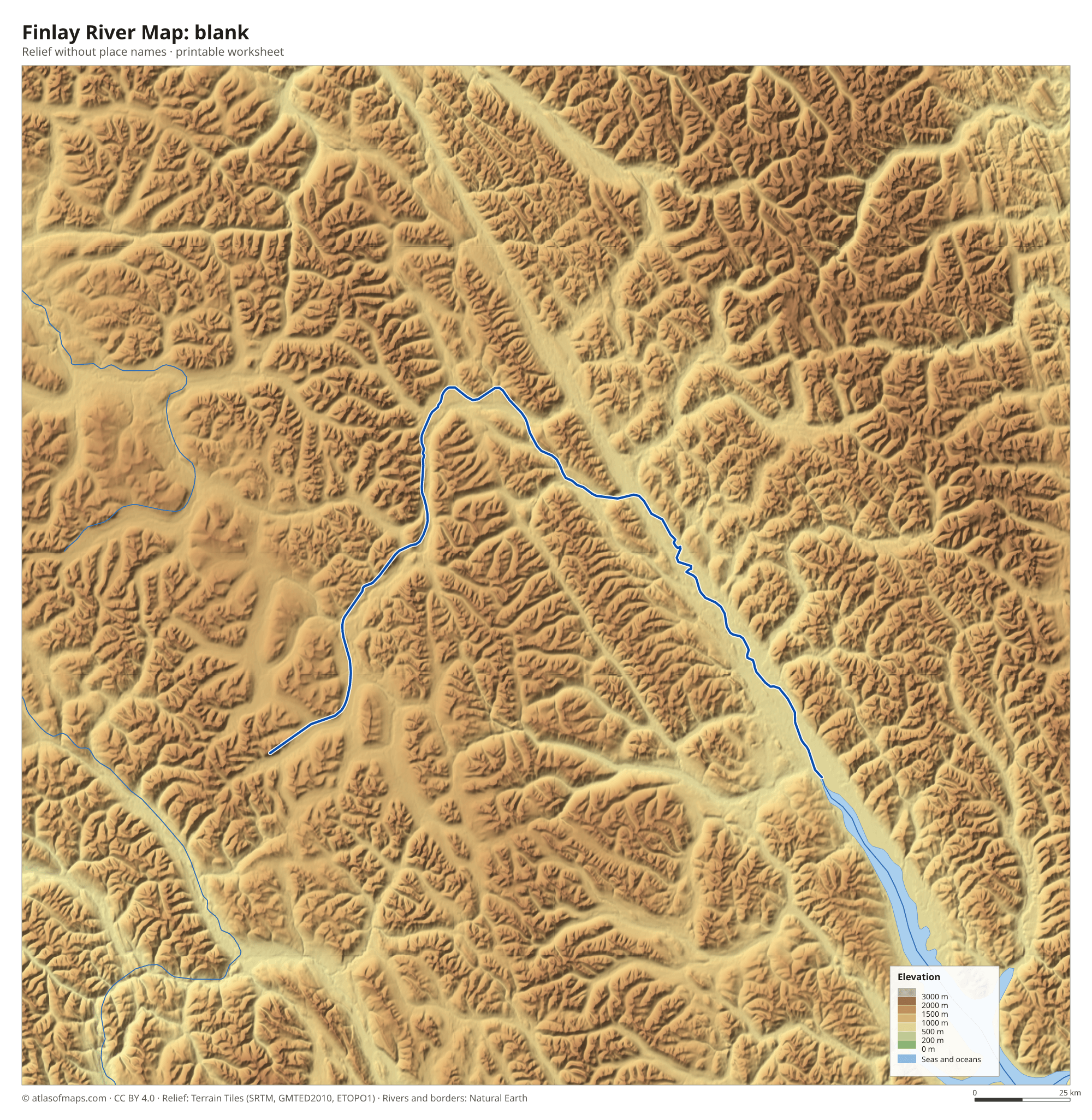 Finlay River Map without names