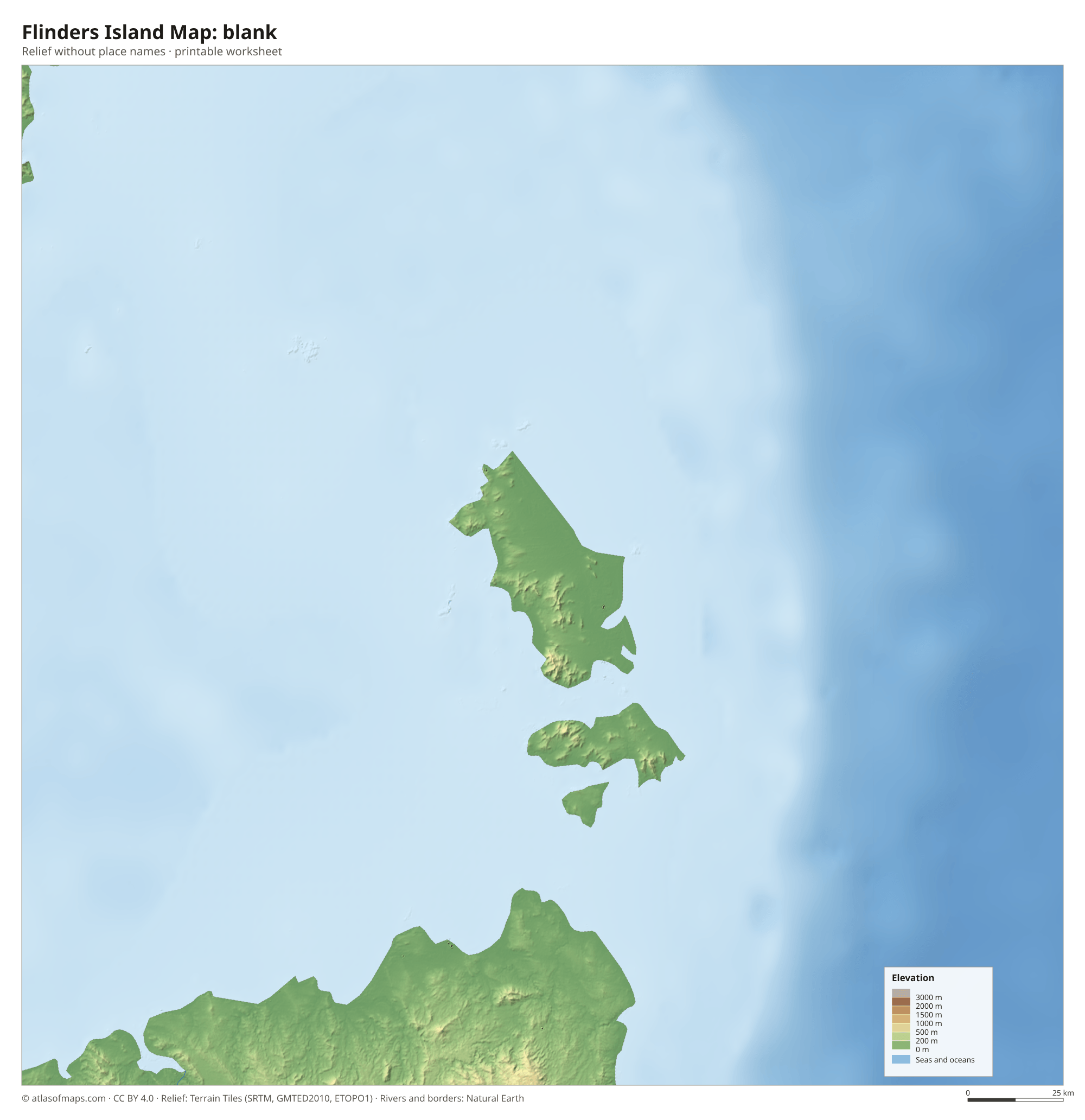 Flinders Island Map without names